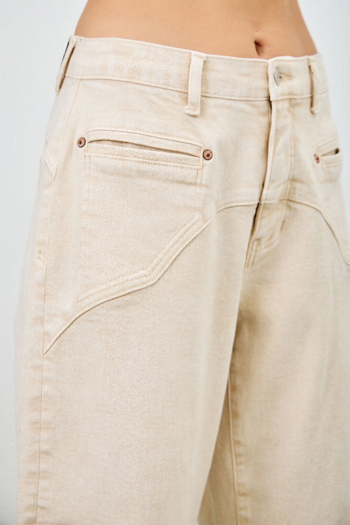 Light Beige High Rise Colored Western Barrel