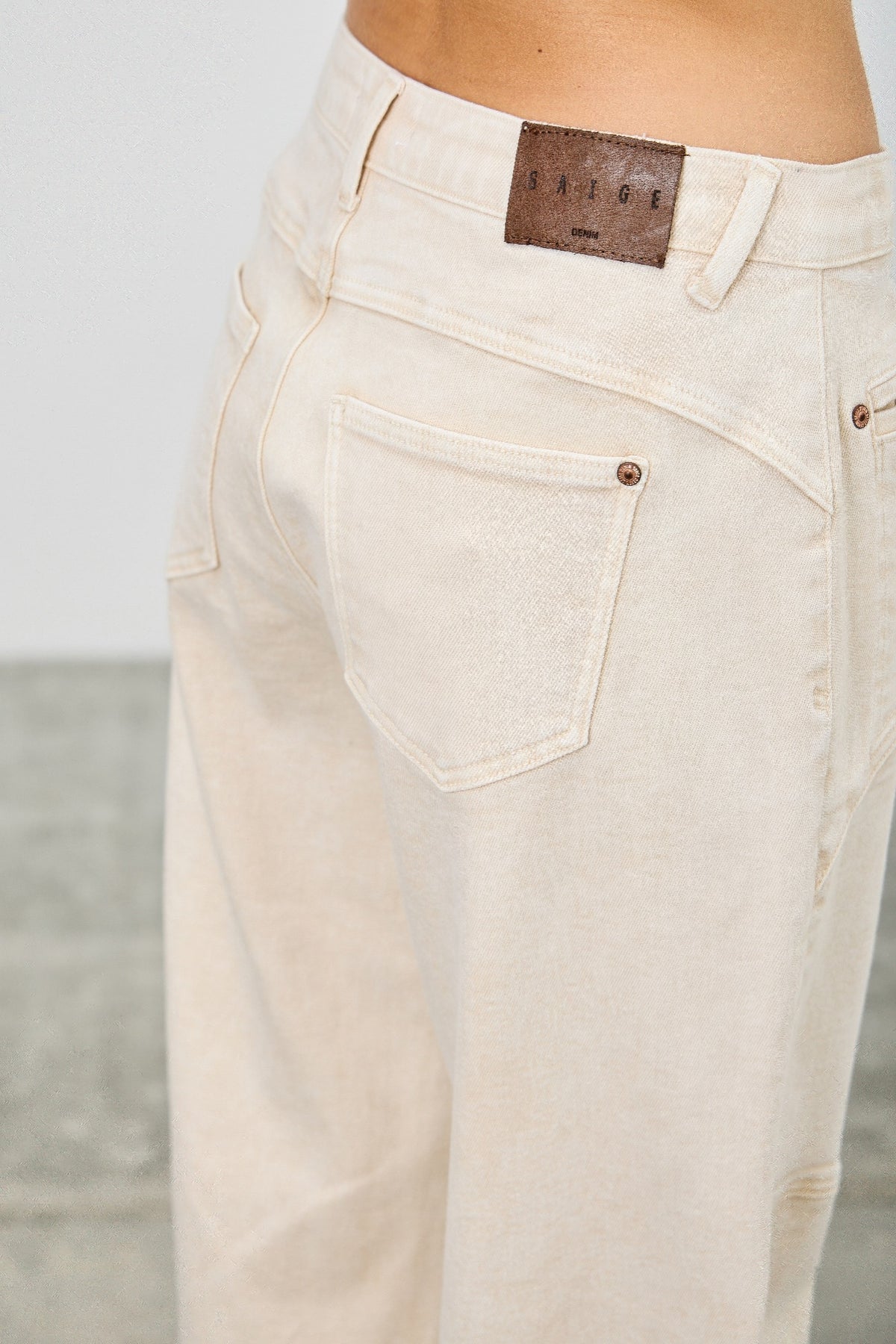 Light Beige High Rise Colored Western Barrel