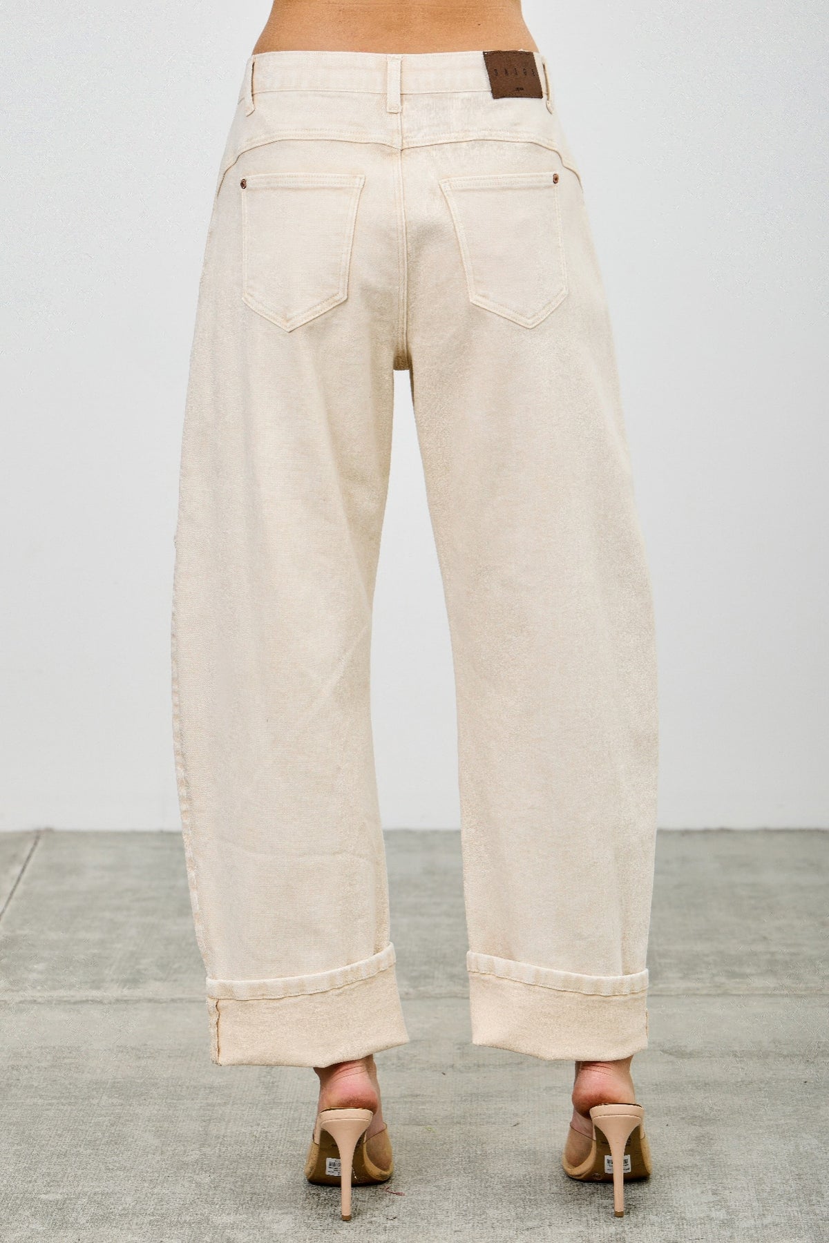 Light Beige High Rise Colored Western Barrel