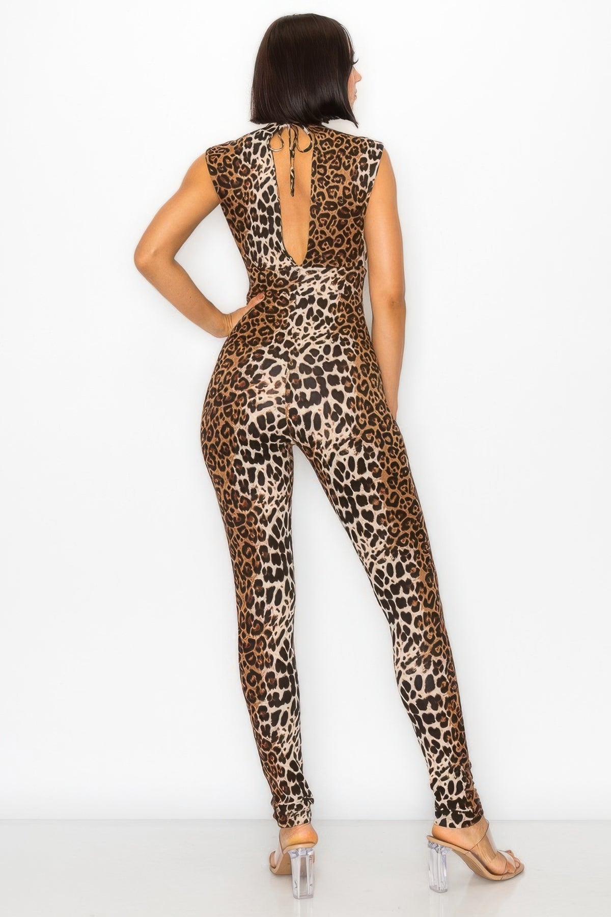 Animal-Print Jumpsuit with Open-Side Details