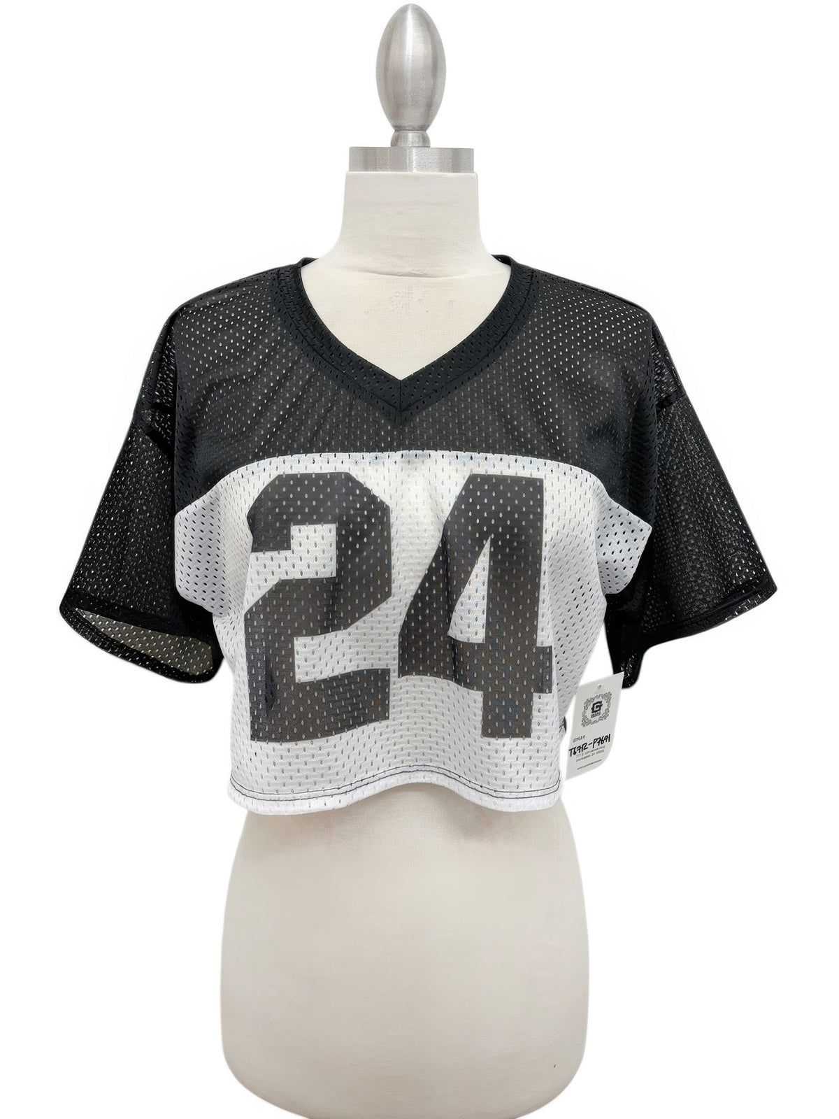 Varsity 24 Mesh Crop Jersey Top - Black