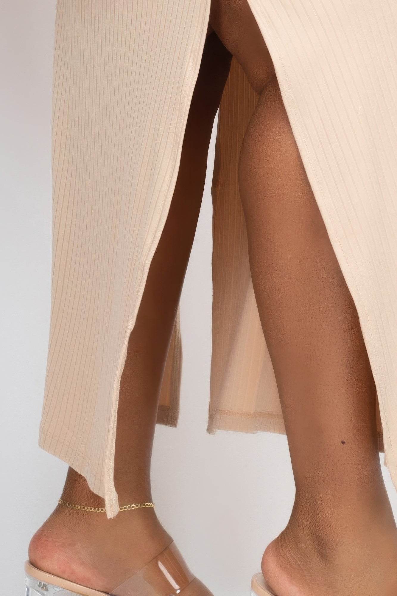 Plus Size Ribbed Side Slit Long Cami Maxi Dress - DaTrendStore.Com