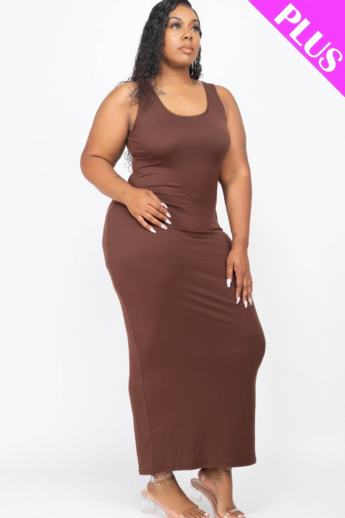 Plus Size Solid Basic Maxi Dress - DaTrendStore.Com