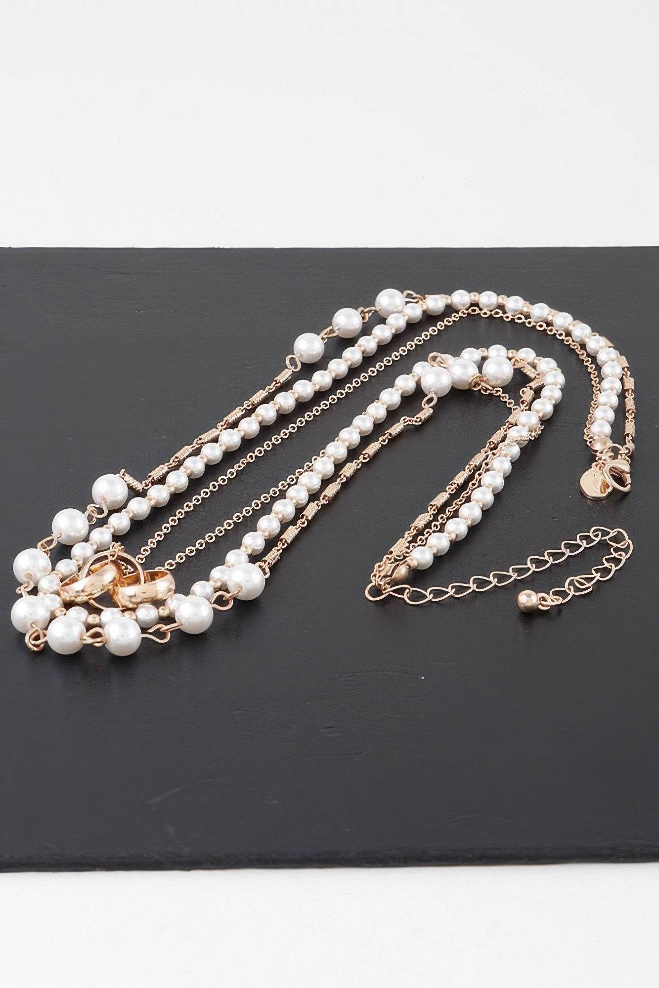 Triple Ring Beaded Necklace - DaTrendStore.Com