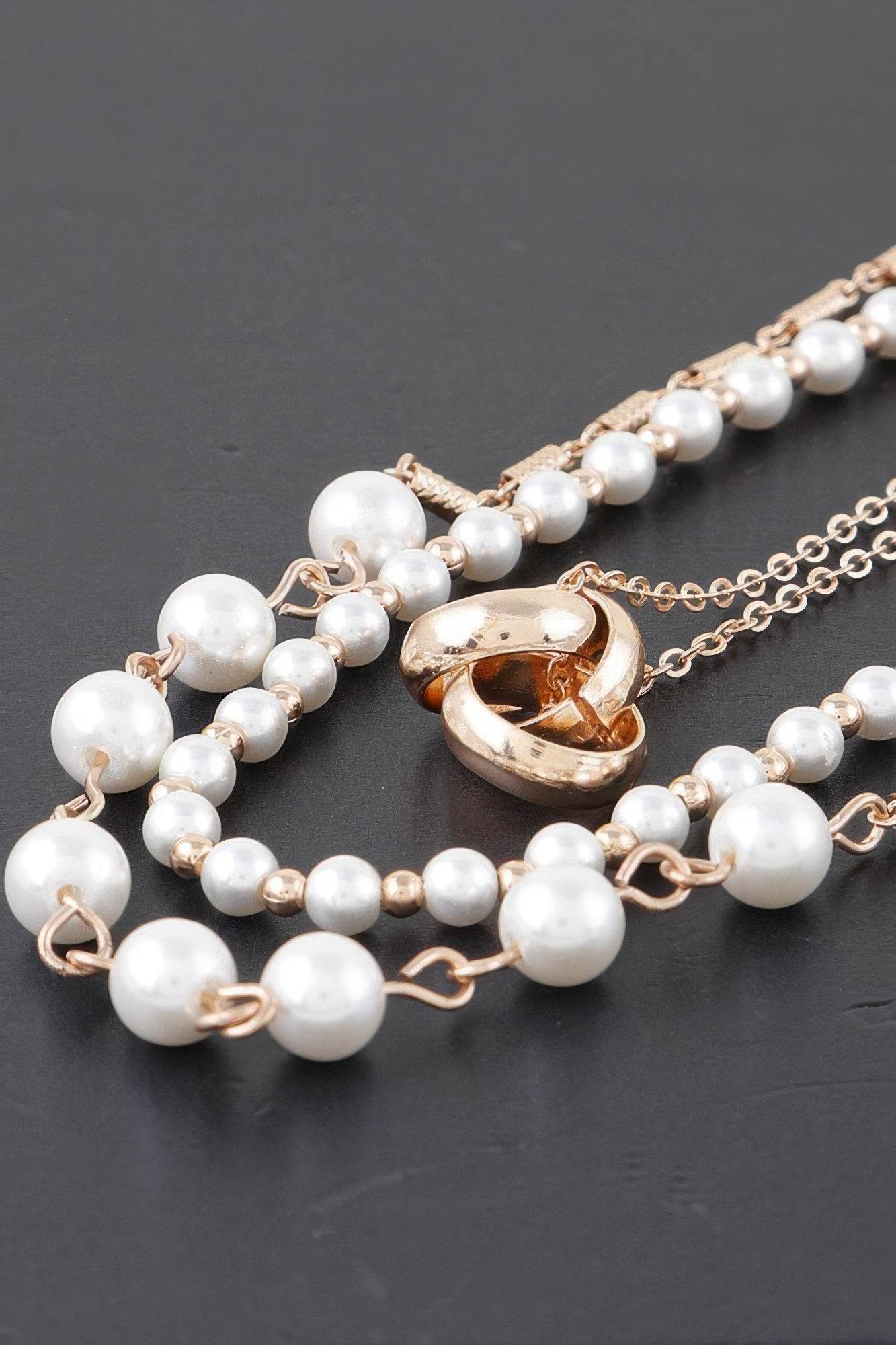 Triple Ring Beaded Necklace - DaTrendStore.Com
