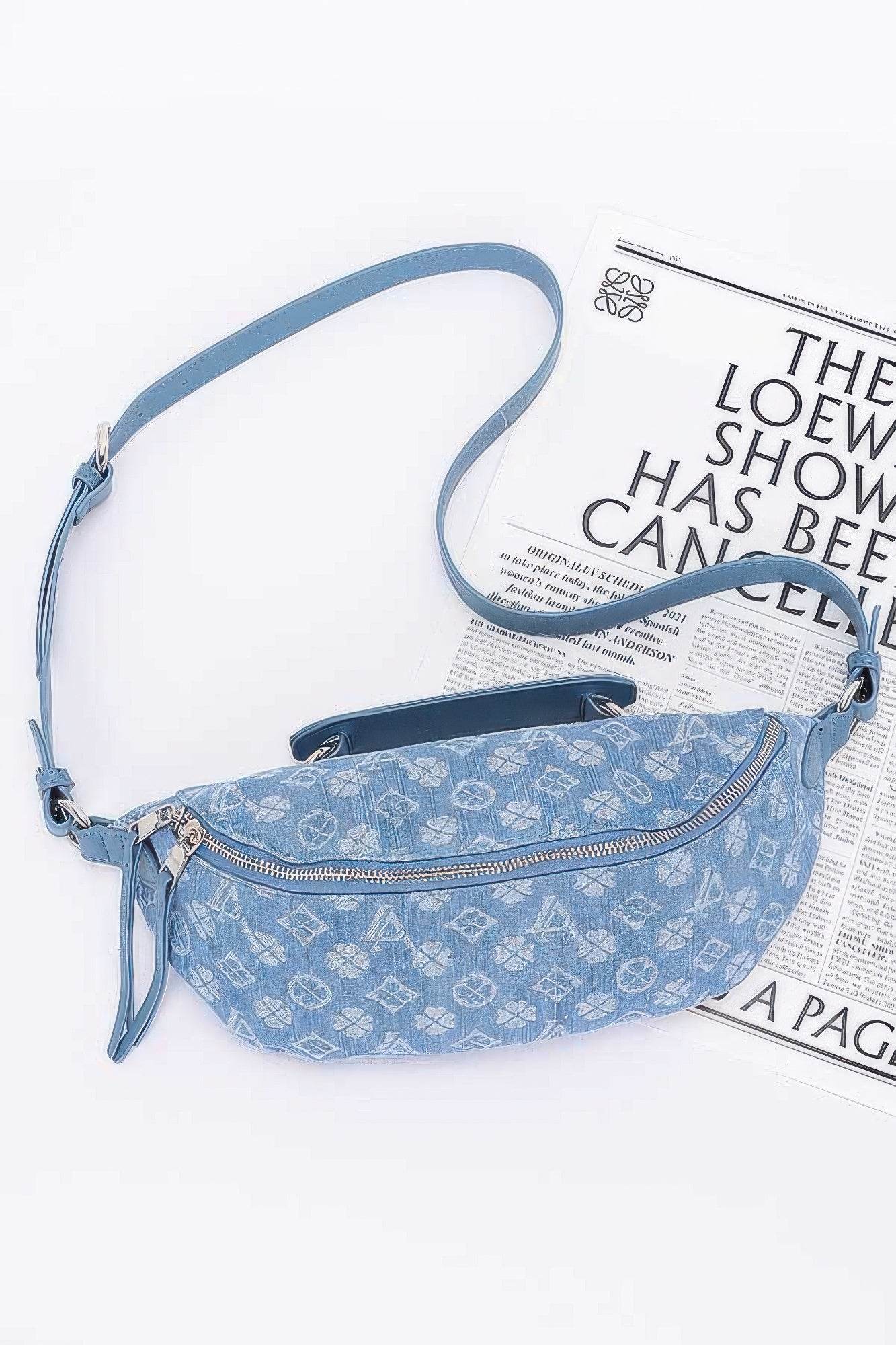 Embossed Denim Crossbody Bag - DaTrendStore.Com