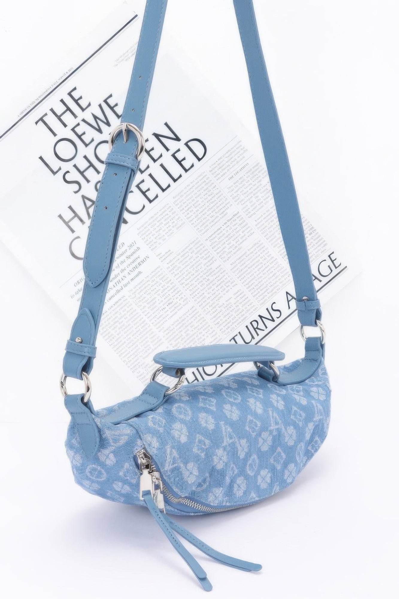 Embossed Denim Crossbody Bag - DaTrendStore.Com