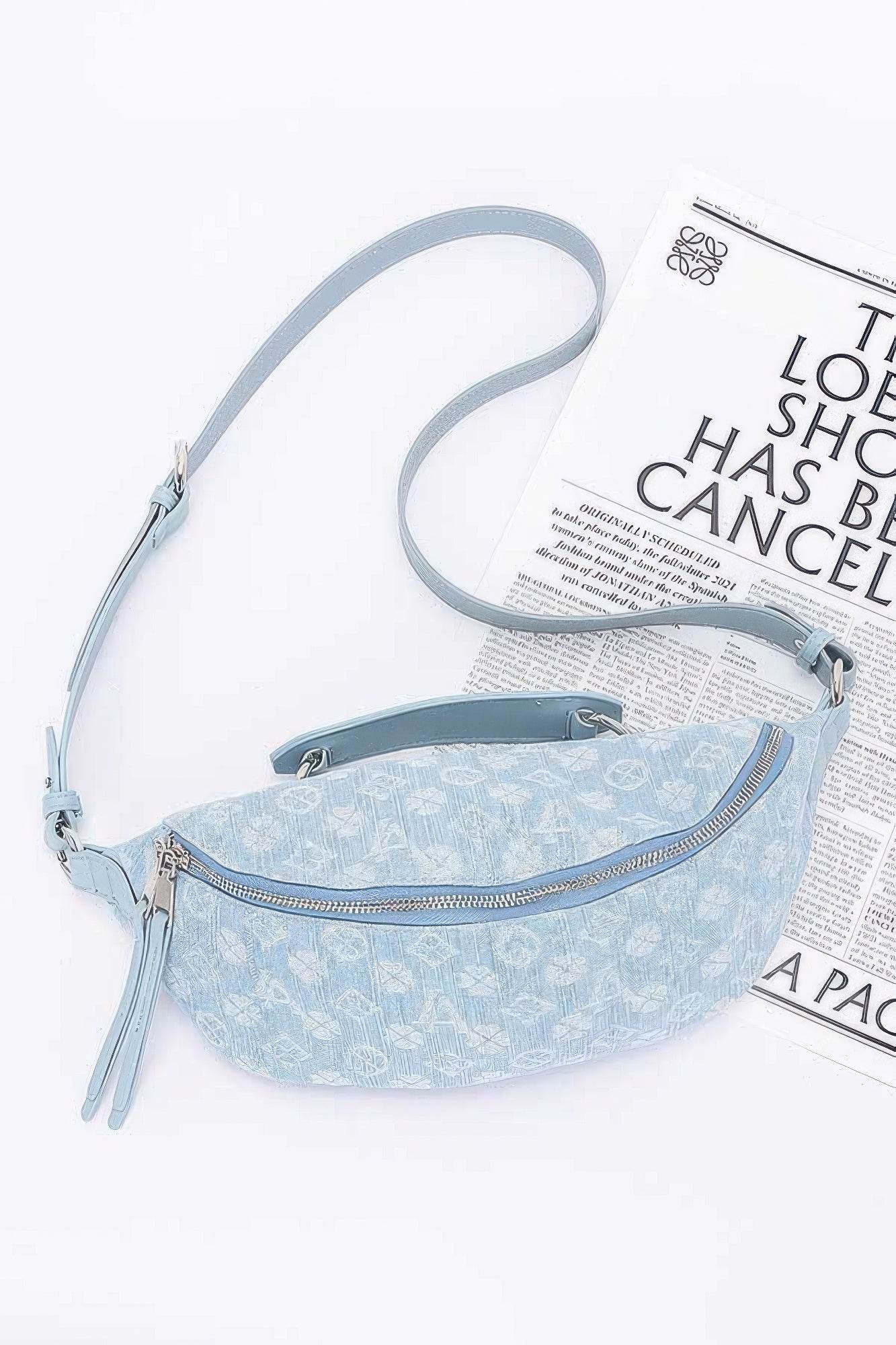 Embossed Denim Crossbody Bag - DaTrendStore.Com