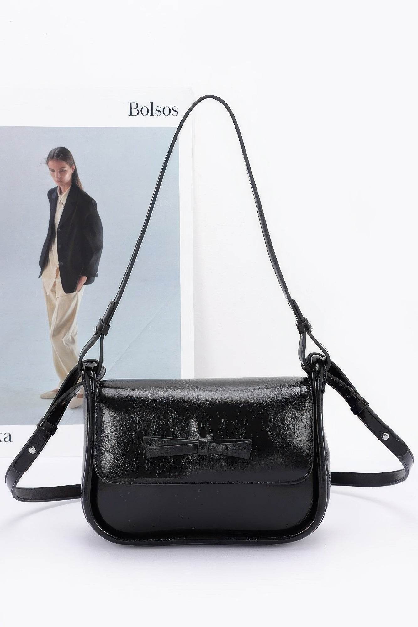 Faux Leather Bow Flap Bag - DaTrendStore.Com