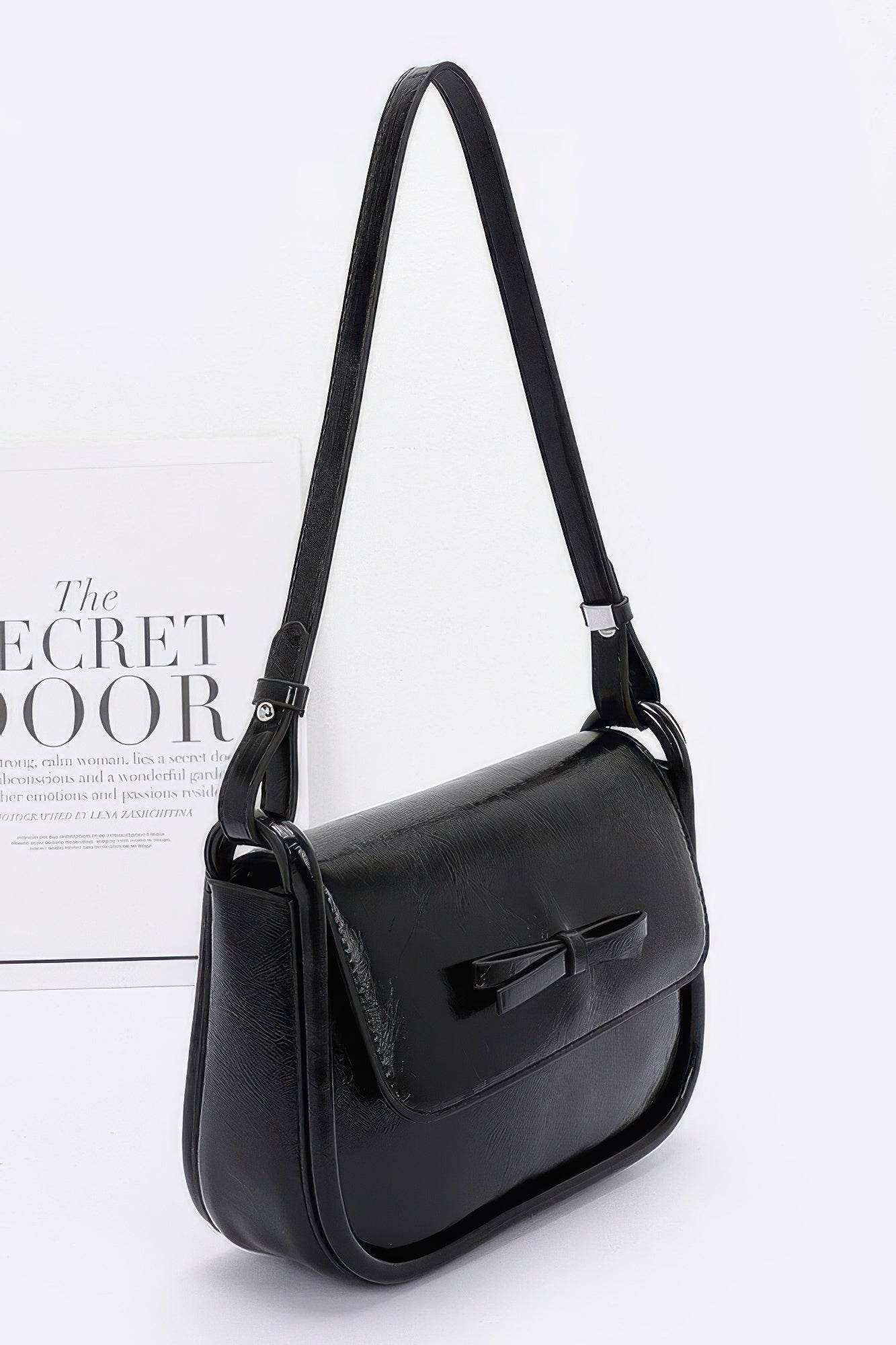 Faux Leather Bow Flap Bag - DaTrendStore.Com