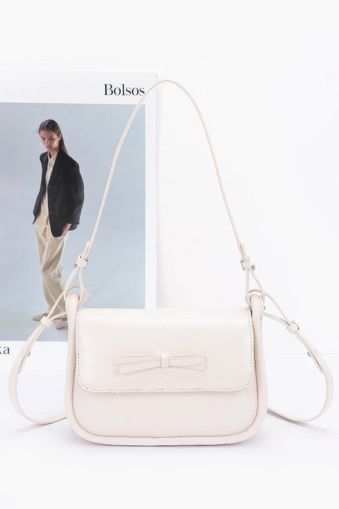 Faux Leather Bow Flap Bag - DaTrendStore.Com