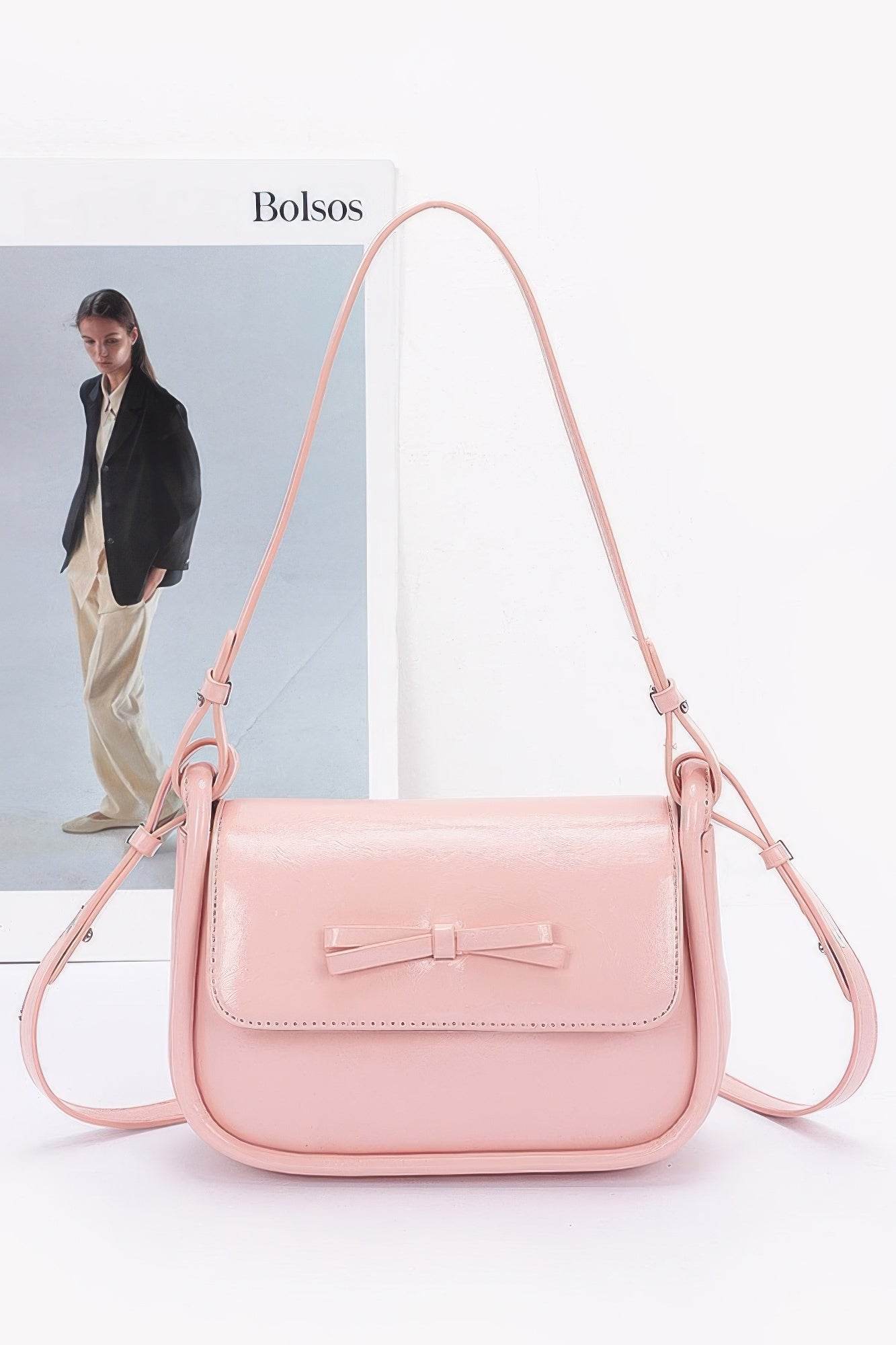 Faux Leather Bow Flap Bag - DaTrendStore.Com