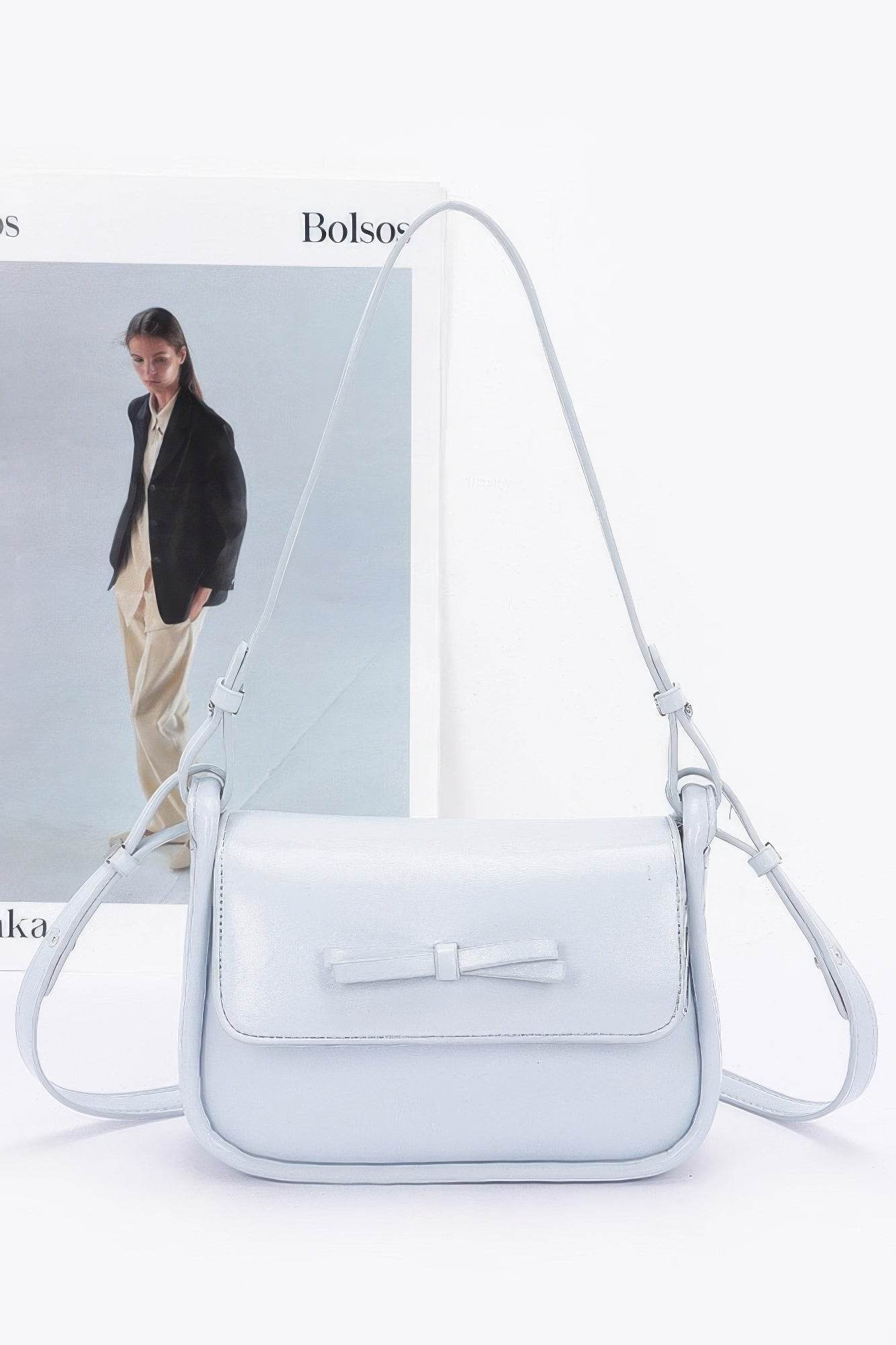 Faux Leather Bow Flap Bag - DaTrendStore.Com
