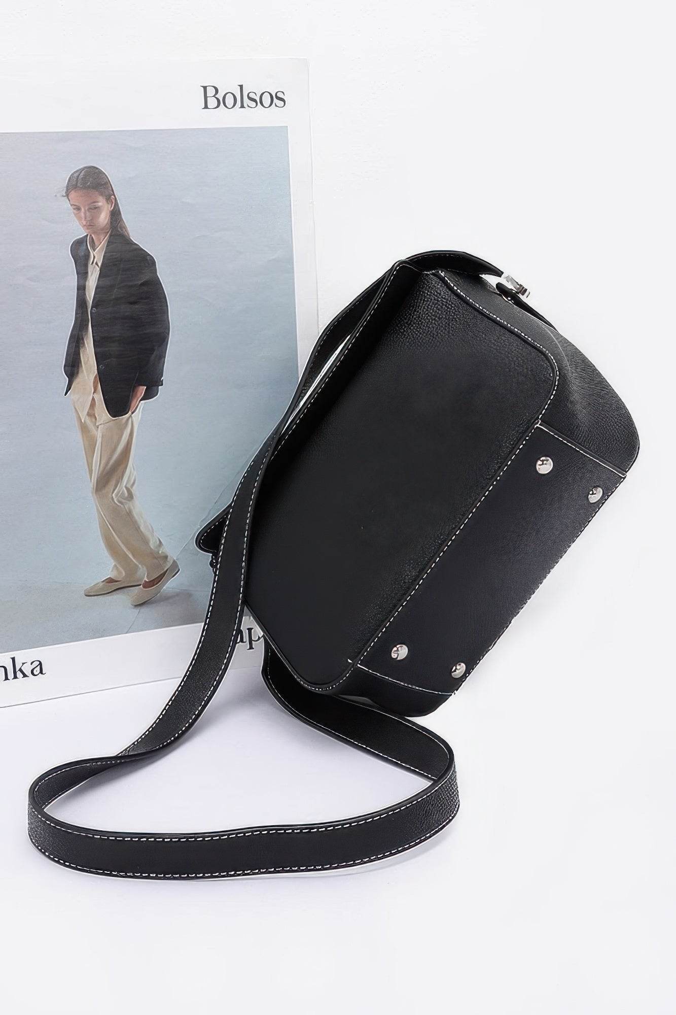Faux Leather Crossbody Handle Bag - DaTrendStore.Com
