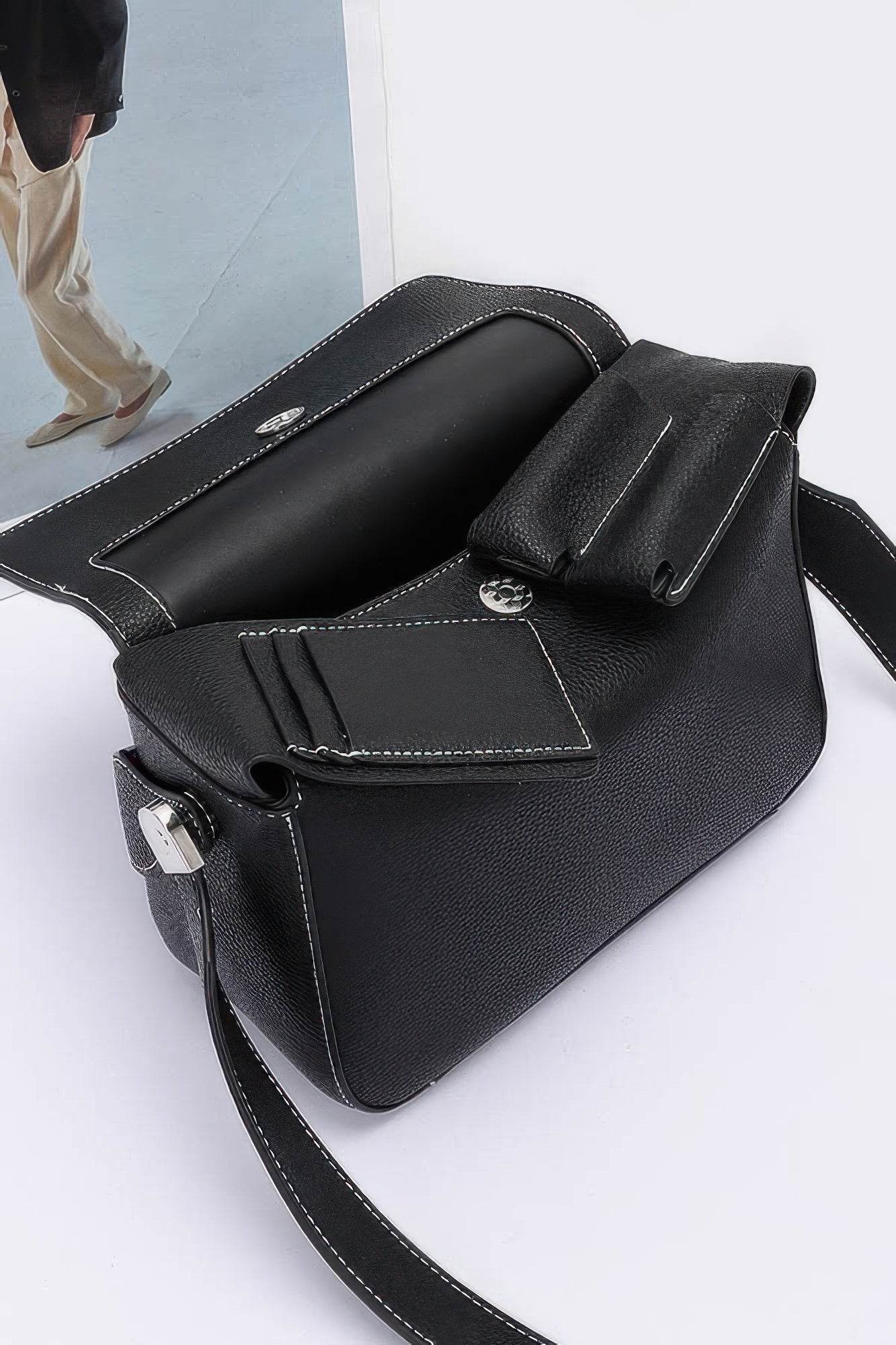 Faux Leather Crossbody Handle Bag - DaTrendStore.Com