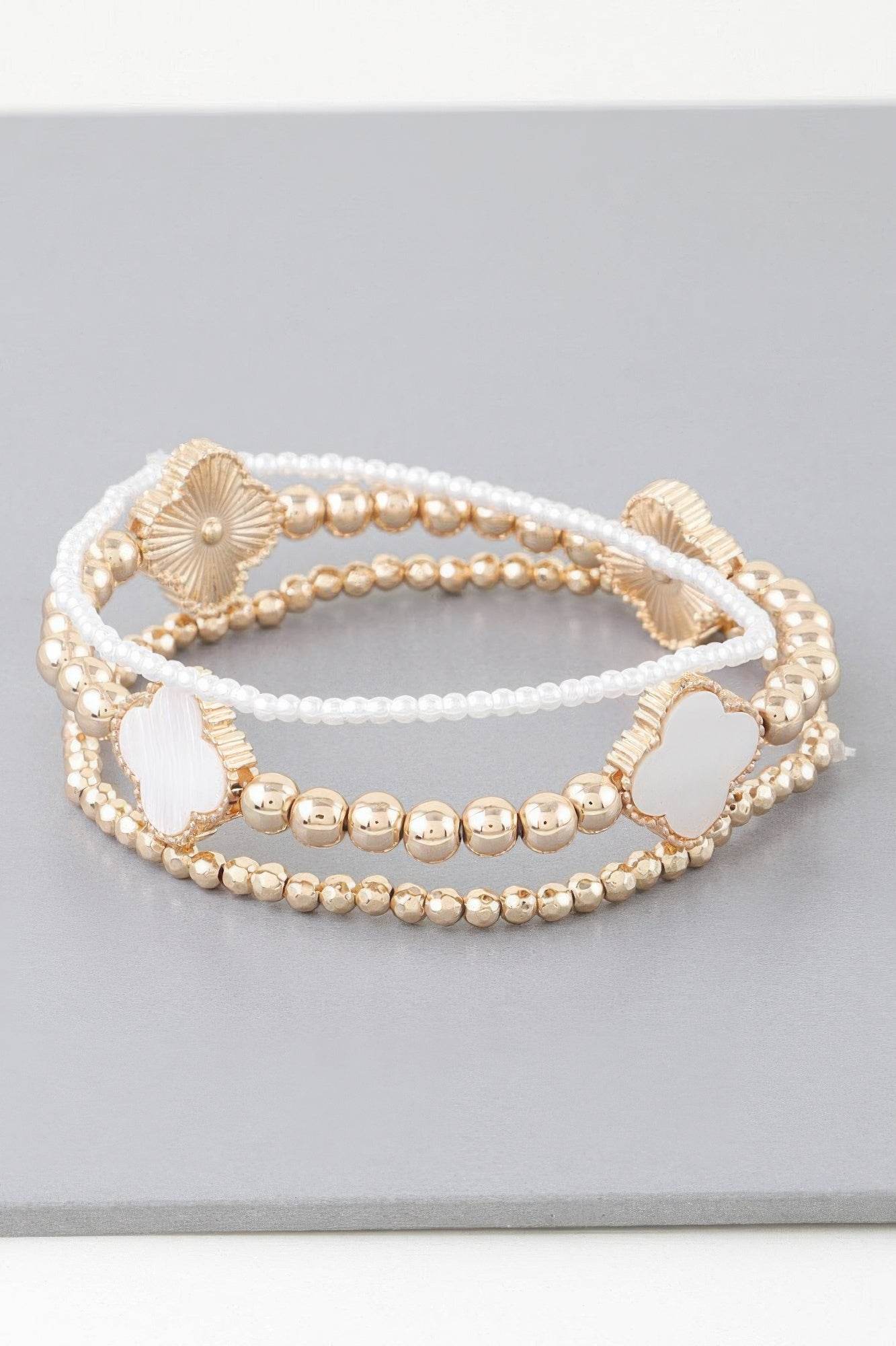 Triple Stone Marble Beaded Bracelet - DaTrendStore.Com