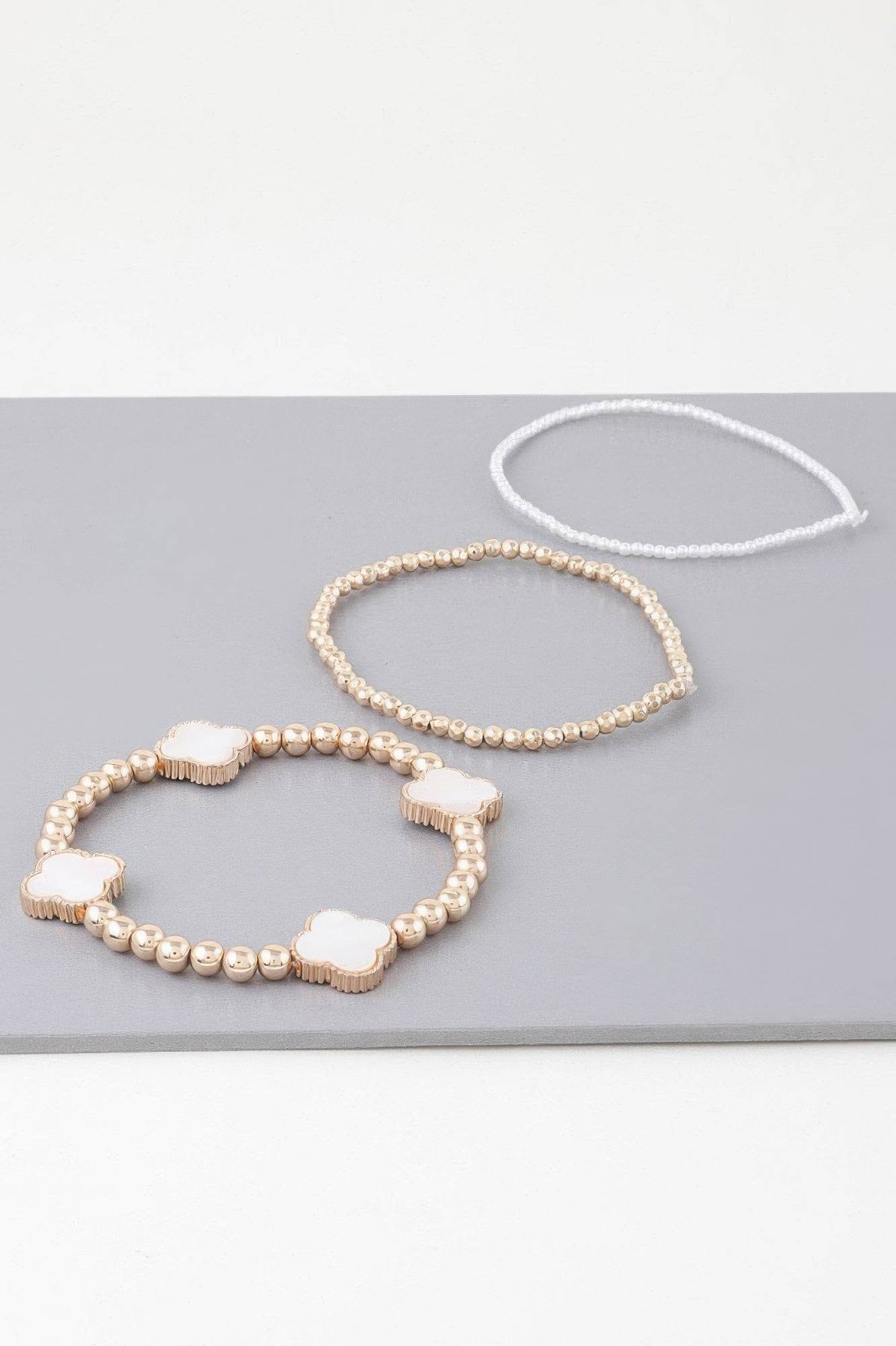 Triple Stone Marble Beaded Bracelet - DaTrendStore.Com