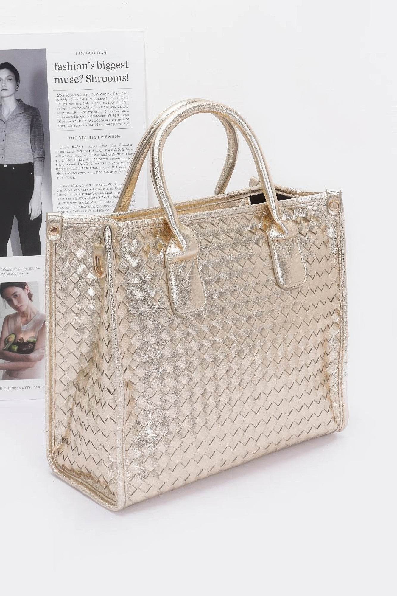 Metallic Braided Tote Bag - DaTrendStore.Com