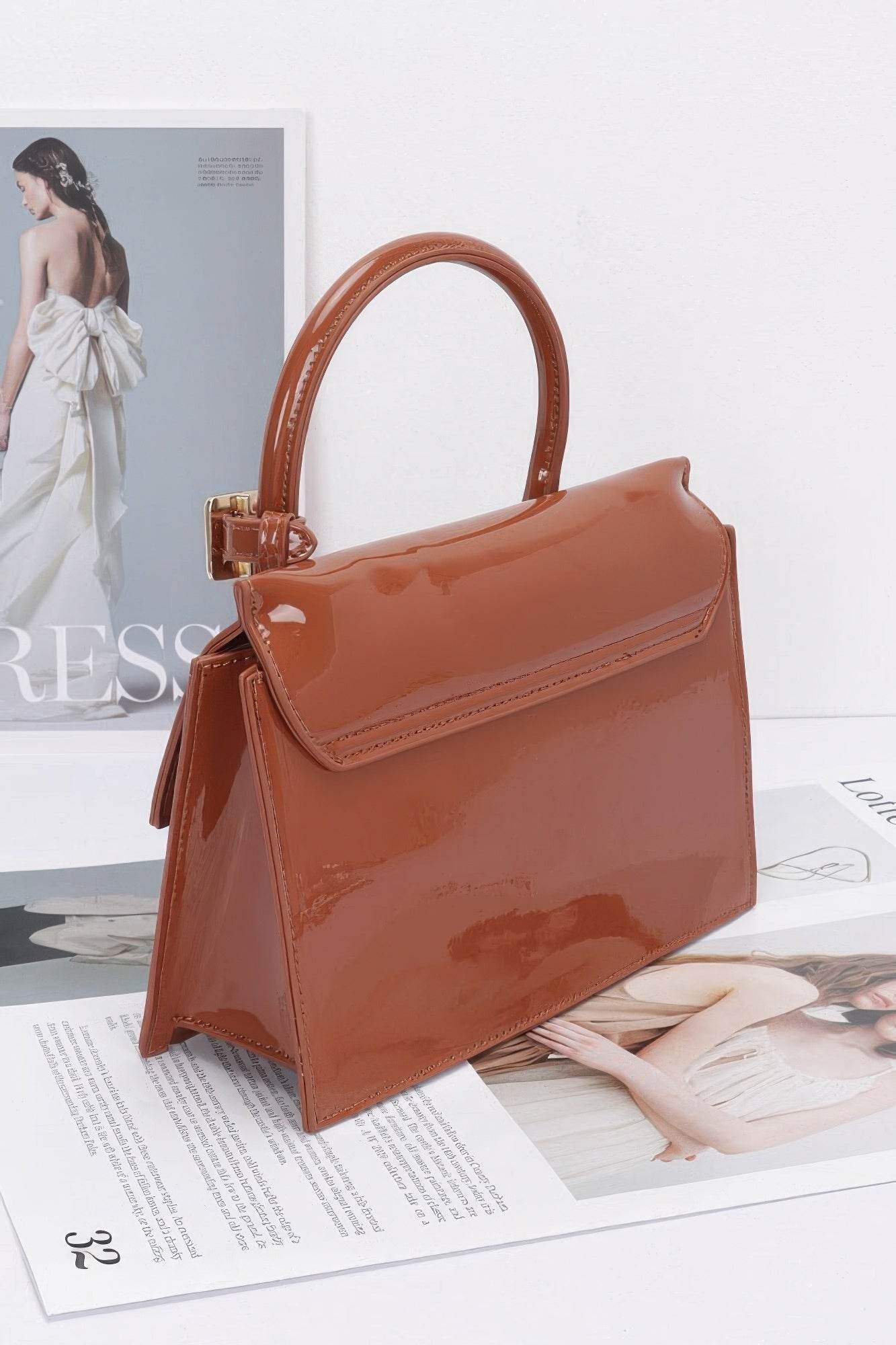 Embossed Enamel Top Handle Bag - DaTrendStore.Com