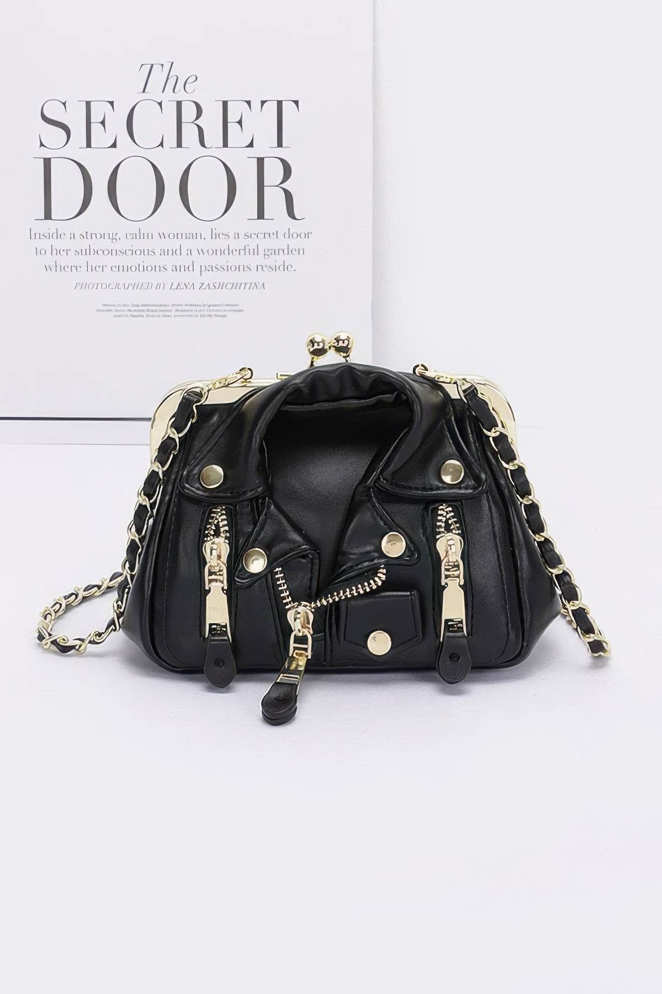 Faux Leather Jacket Style Crossbody Bag - DaTrendStore.Com