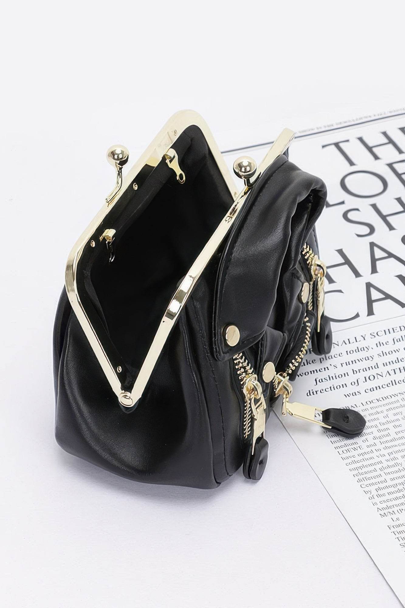 Faux Leather Jacket Style Crossbody Bag - DaTrendStore.Com