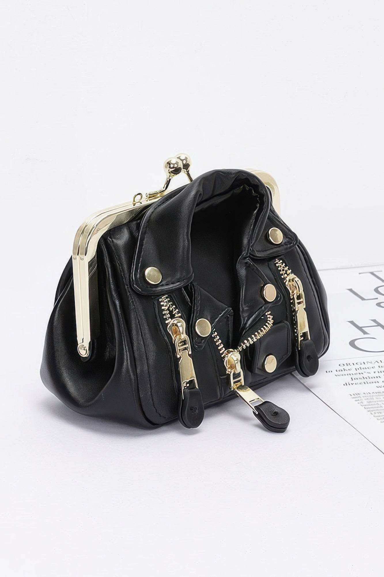 Faux Leather Jacket Style Crossbody Bag - DaTrendStore.Com