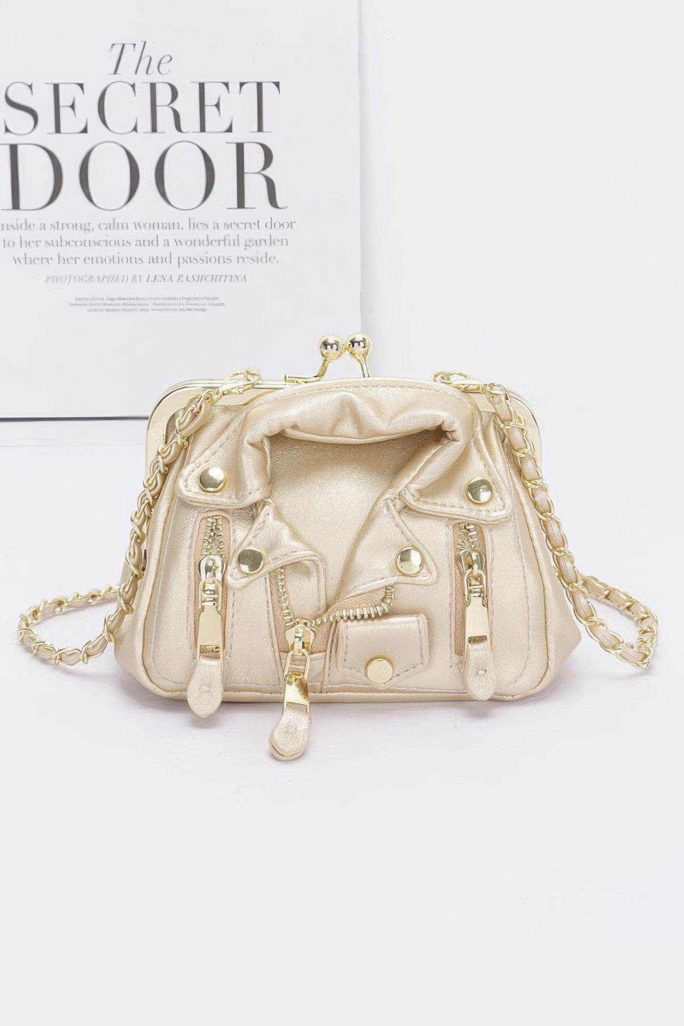 Faux Leather Jacket Style Crossbody Bag - DaTrendStore.Com
