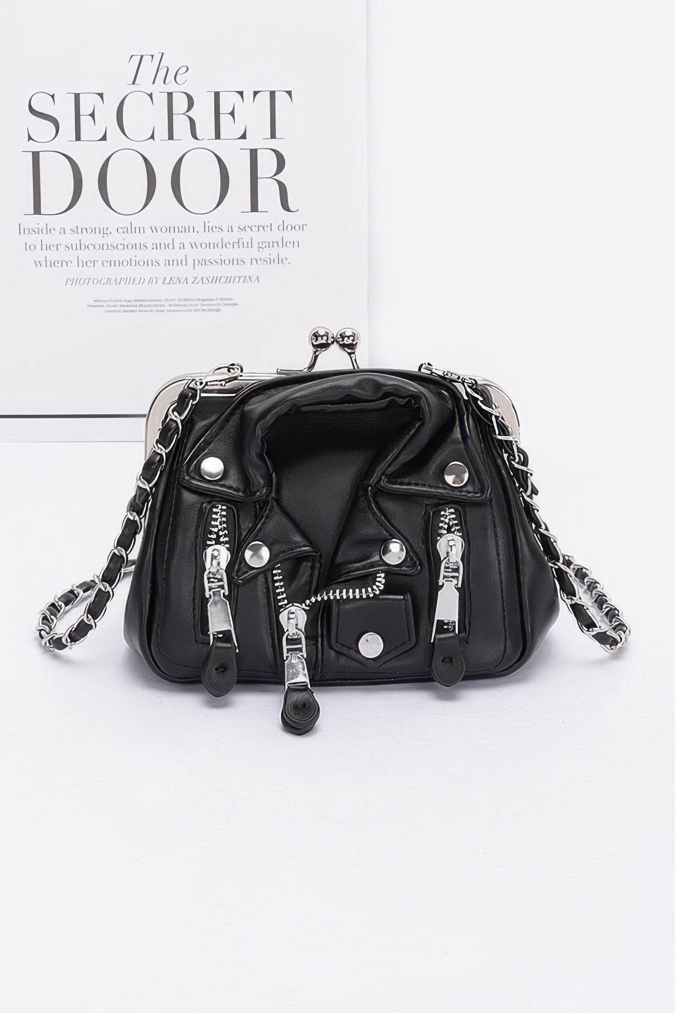 Faux Leather Jacket Style Crossbody Bag - DaTrendStore.Com