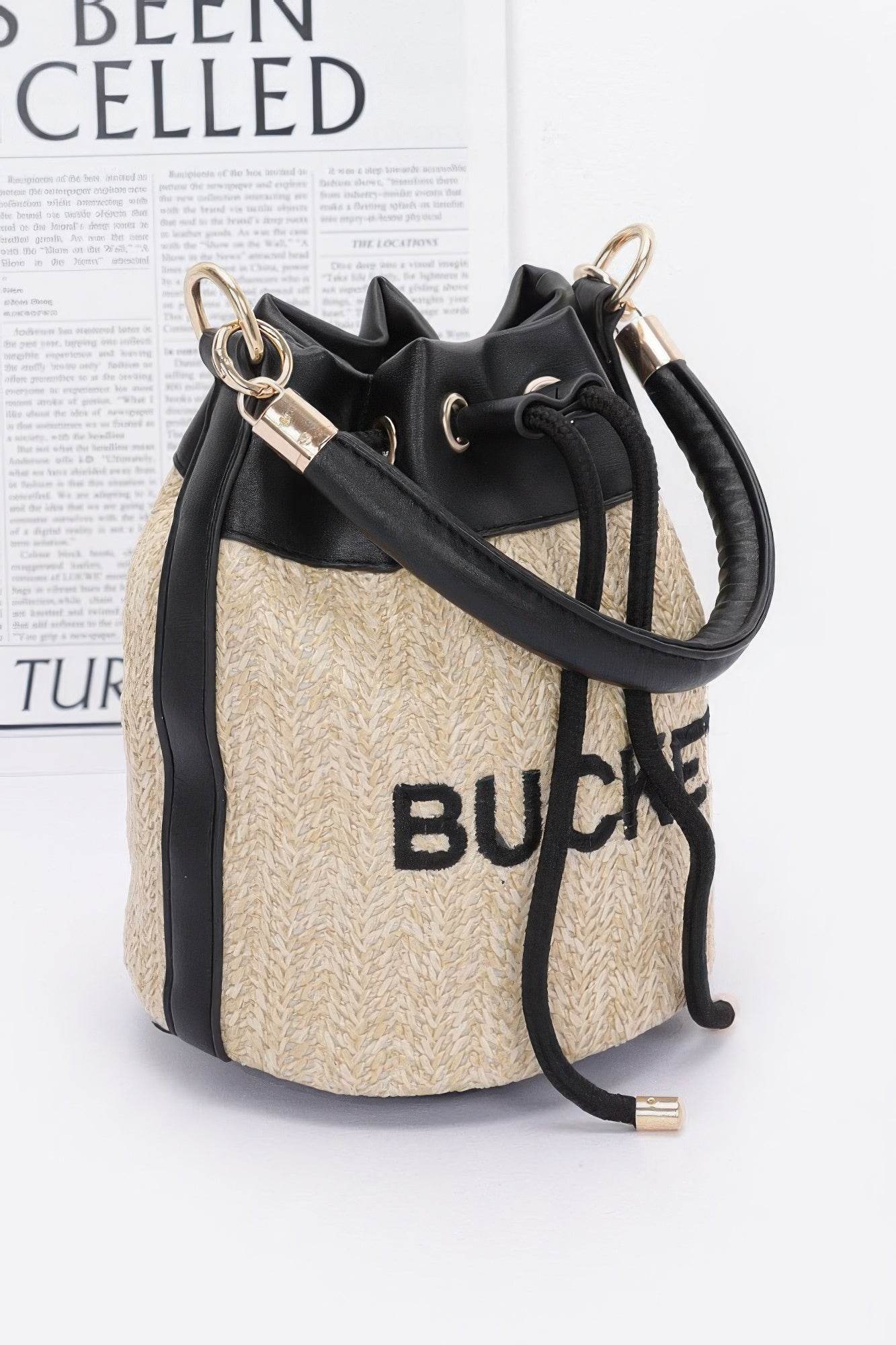 Faux Straw Bucket Bag - DaTrendStore.Com