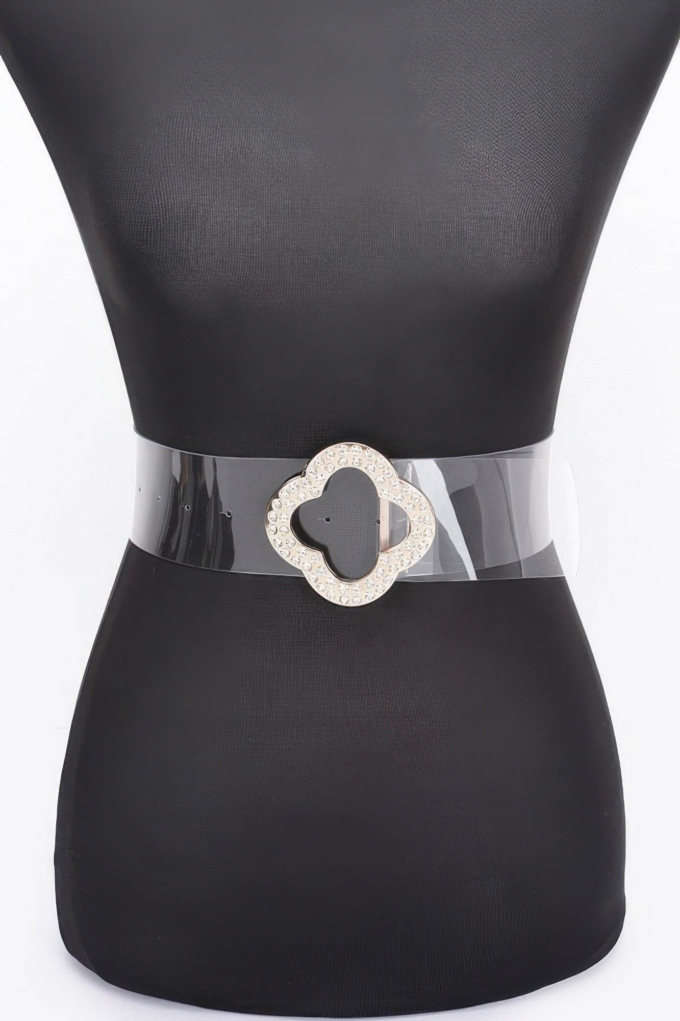 Rhinestone Metal Buckle Clear Belt - DaTrendStore.Com