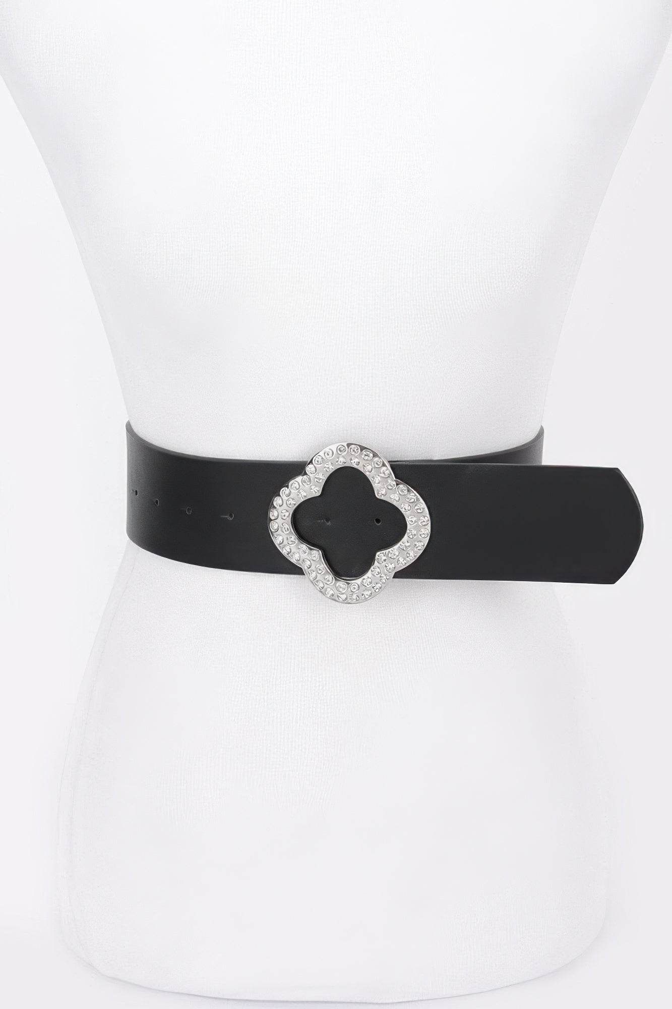Rhinestone Metal Buckle Metallic Stretch Belt - DaTrendStore.Com