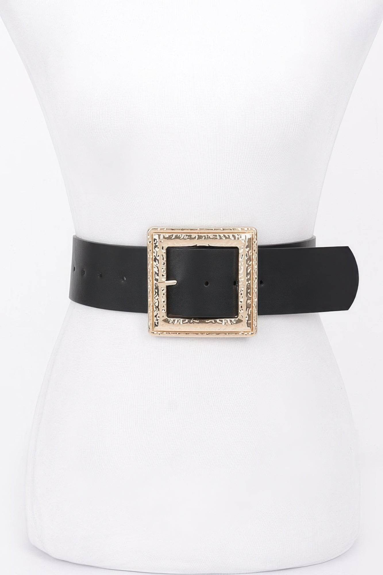 Hammered Metal Buckle Stretch Belt - DaTrendStore.Com