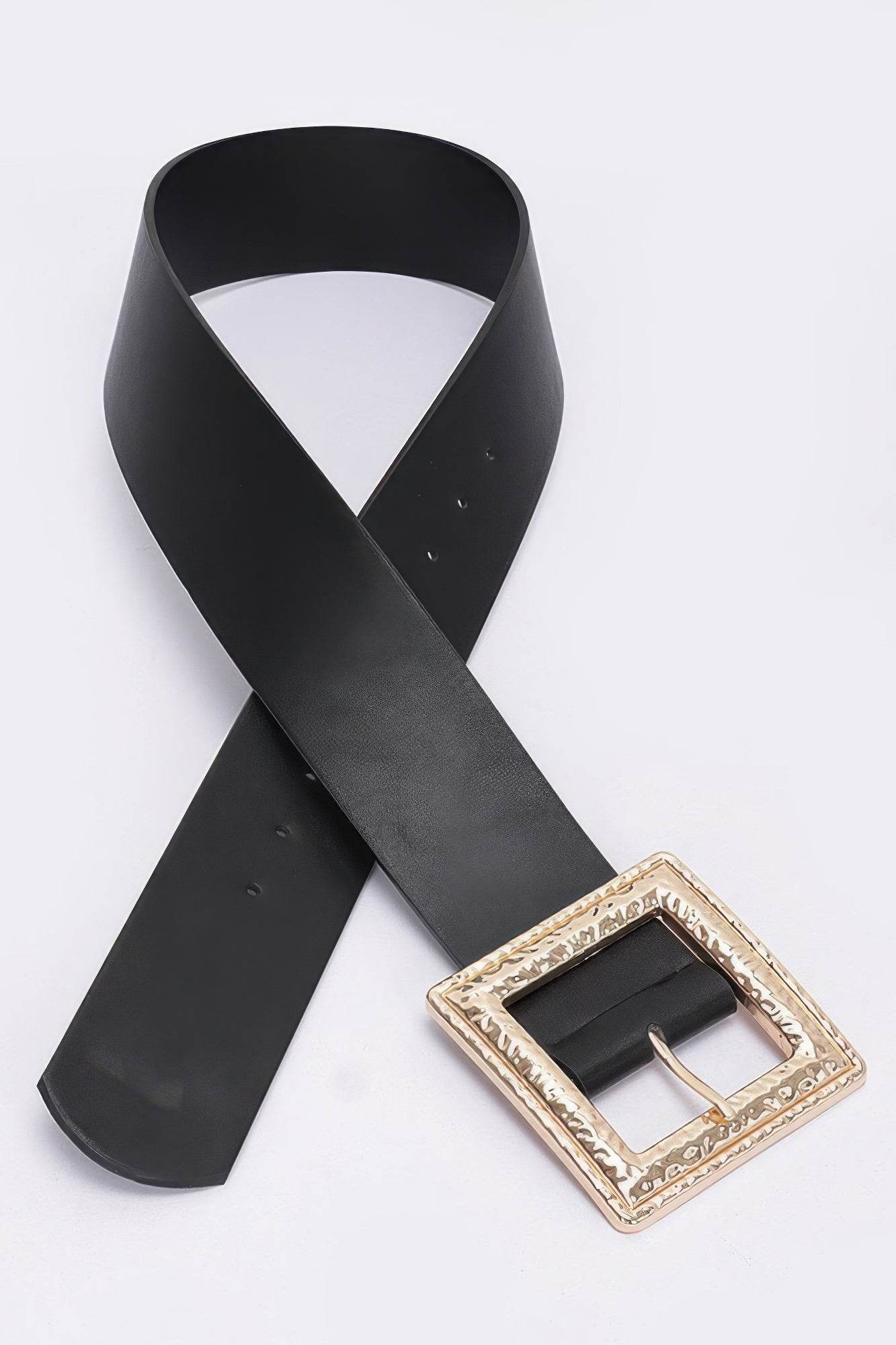 Hammered Metal Buckle Stretch Belt - DaTrendStore.Com
