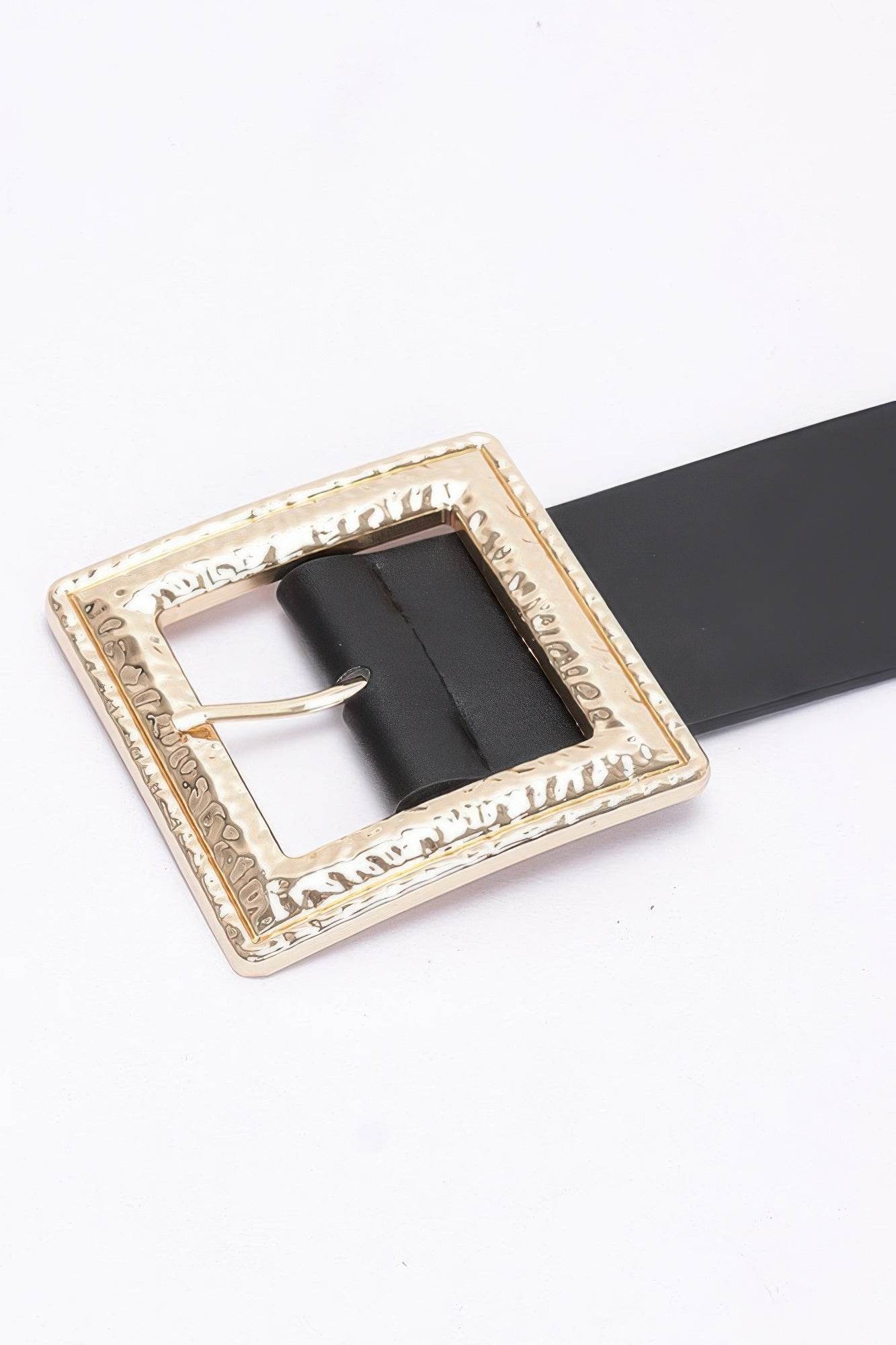 Hammered Metal Buckle Stretch Belt - DaTrendStore.Com