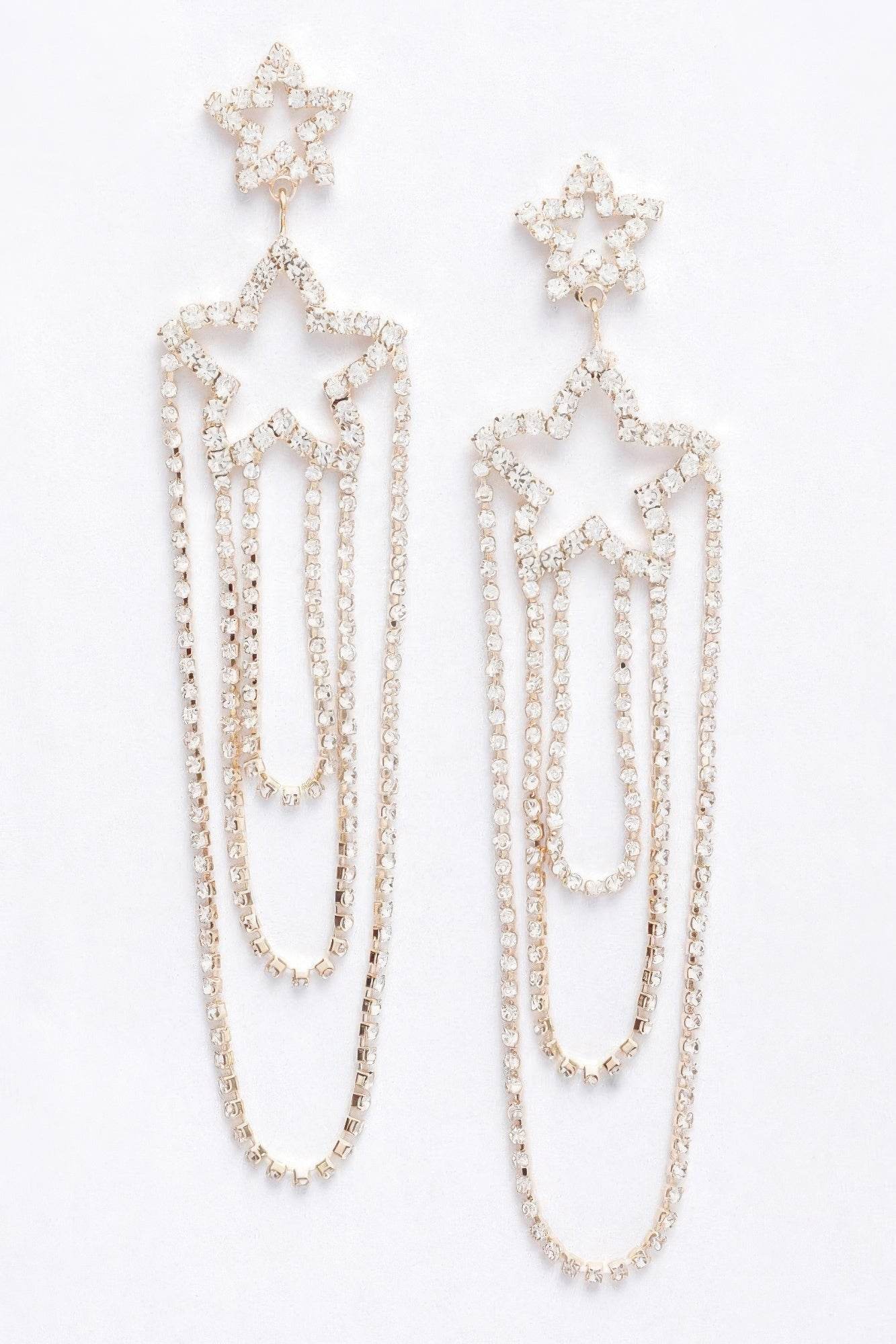 Rhinestone Fringe Earring - DaTrendStore.Com