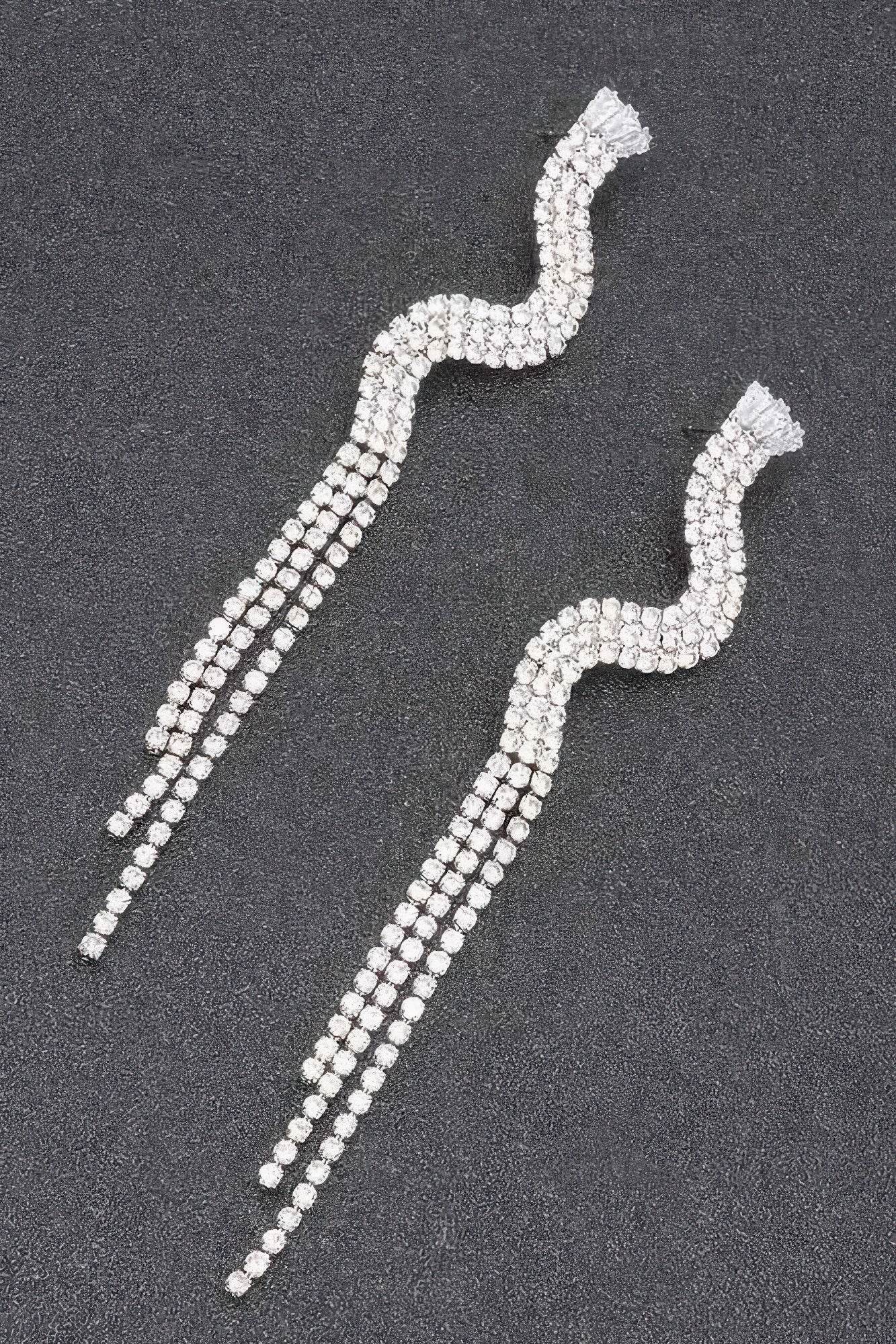 Rhinestone Fringe Earring - DaTrendStore.Com