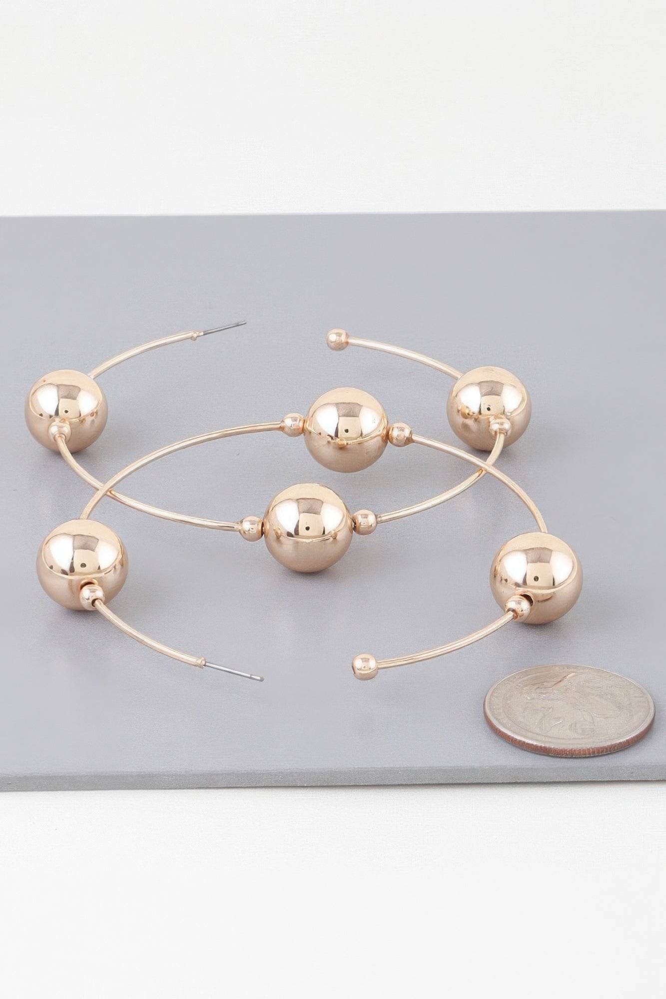 Triple Shiny Bead Hoop Earrings - DaTrendStore.Com