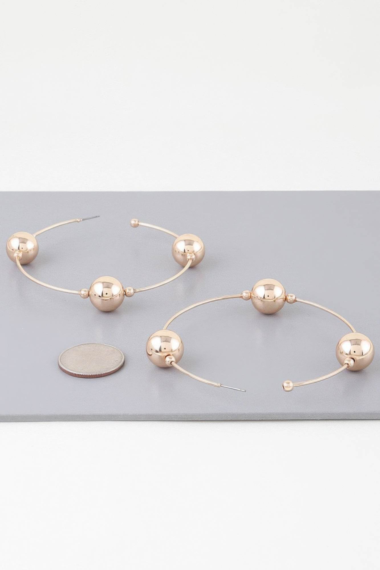 Triple Shiny Bead Hoop Earrings - DaTrendStore.Com