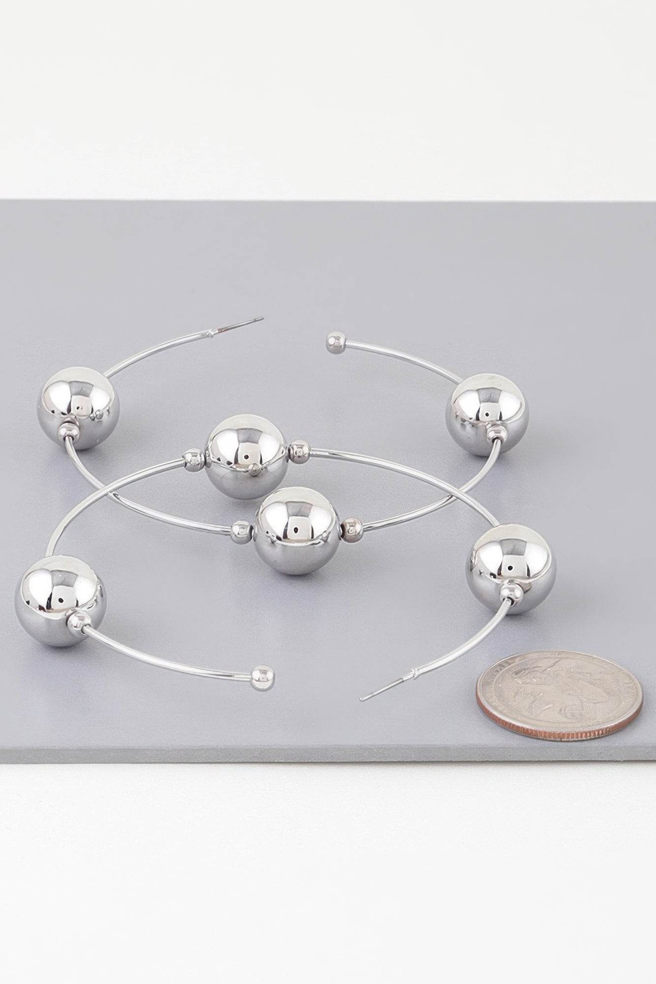 Triple Shiny Bead Hoop Earrings - DaTrendStore.Com