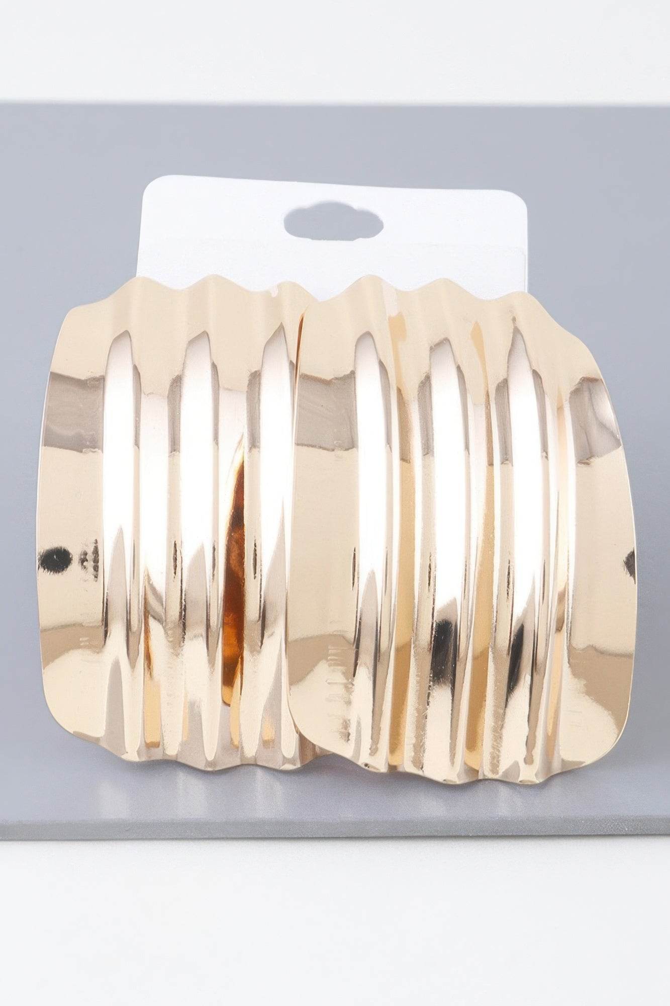 Shiny Ribbed Curve Earrings - DaTrendStore.Com