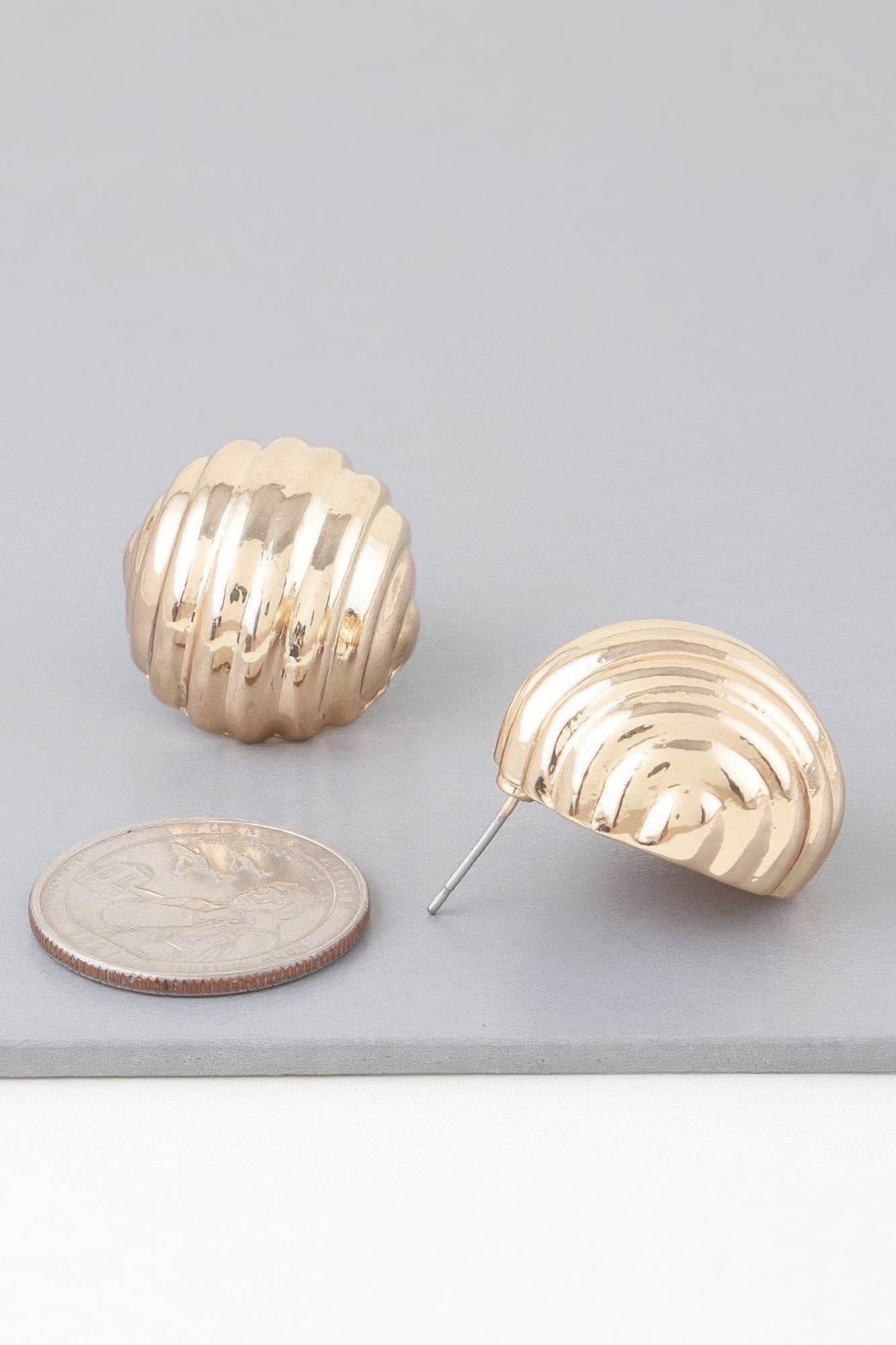 Multi Ribbed Dome Earrings - DaTrendStore.Com