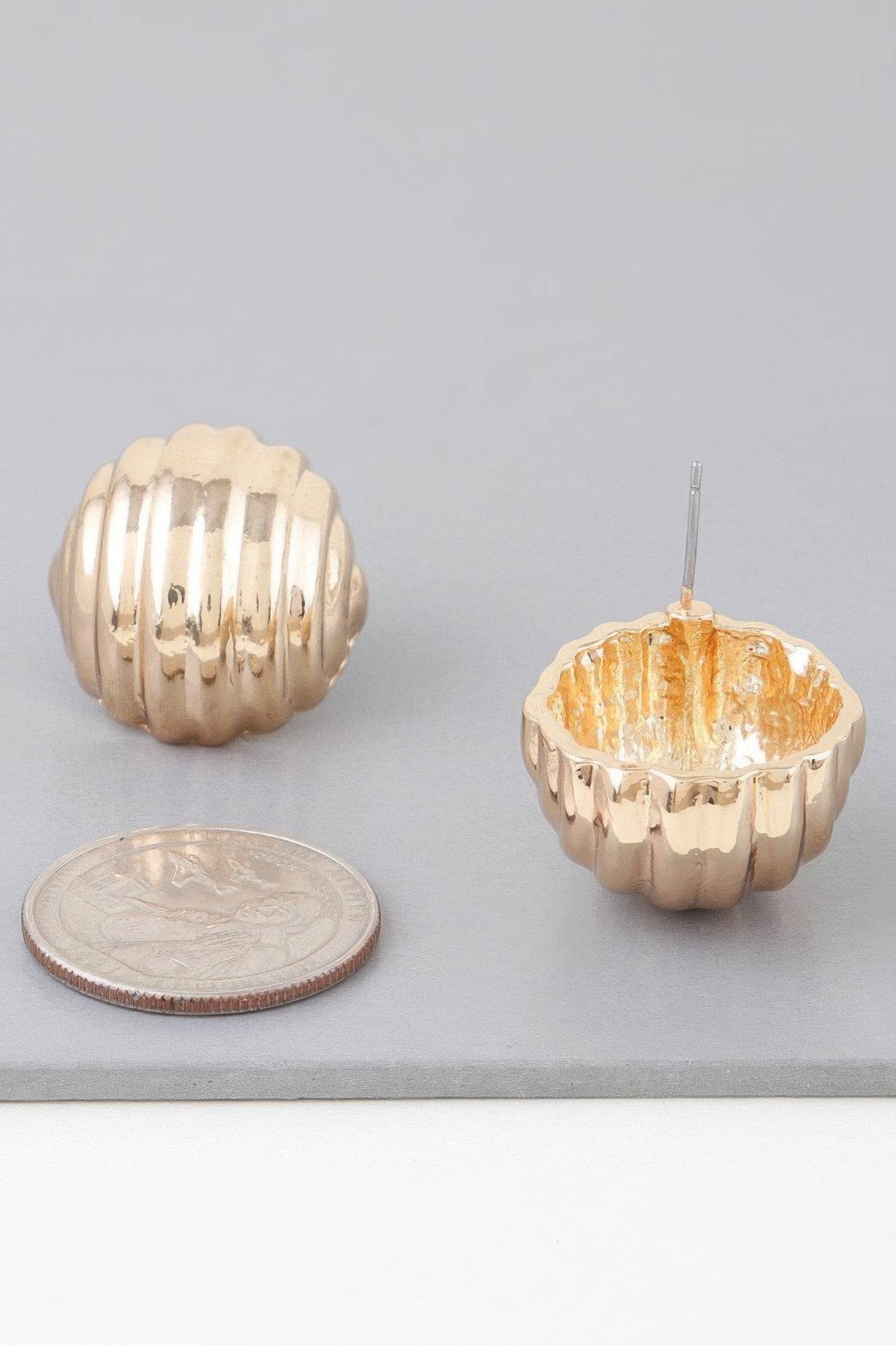 Multi Ribbed Dome Earrings - DaTrendStore.Com