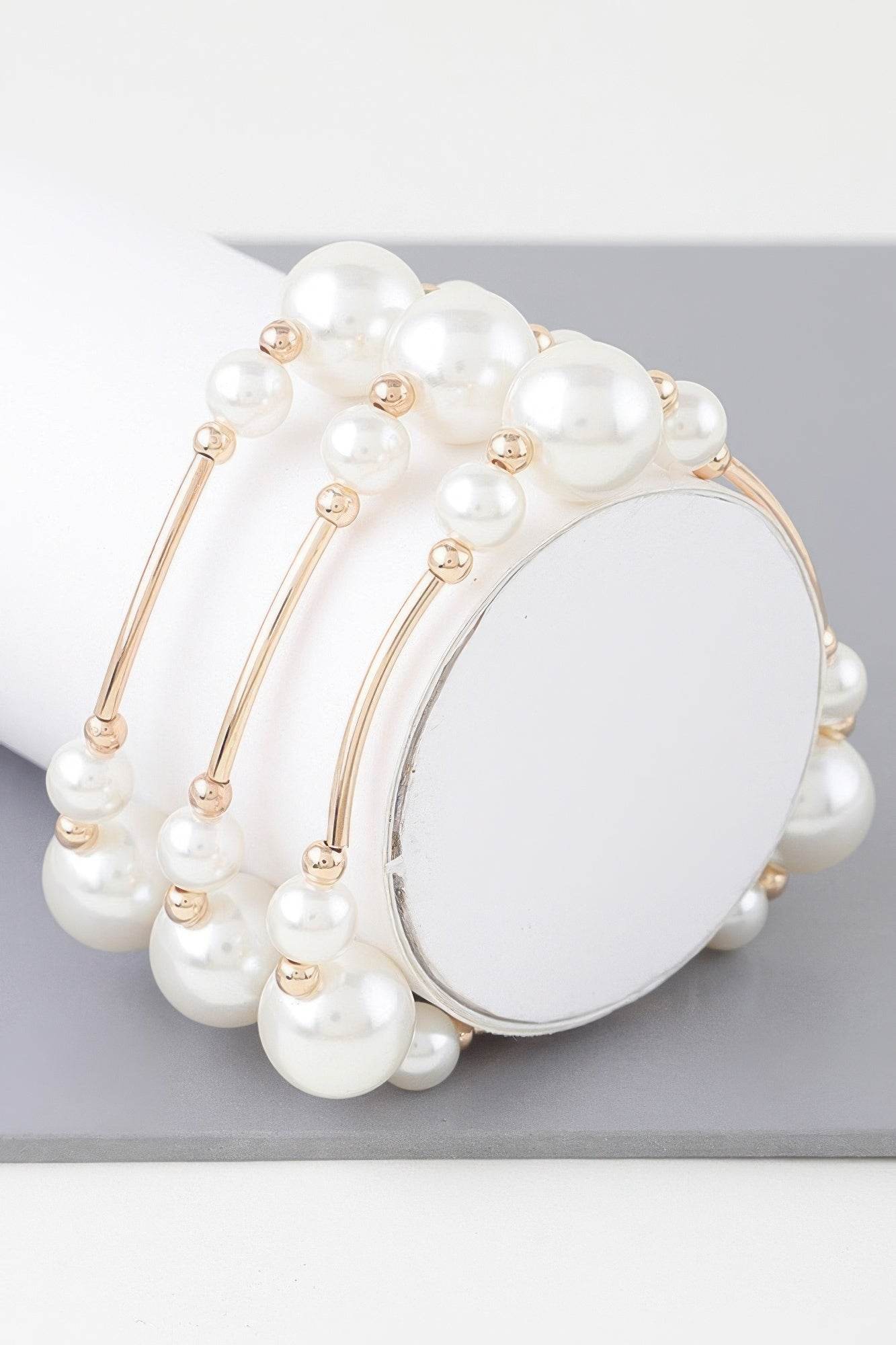 Triple Multi Pearl Wire Bracelet - DaTrendStore.Com
