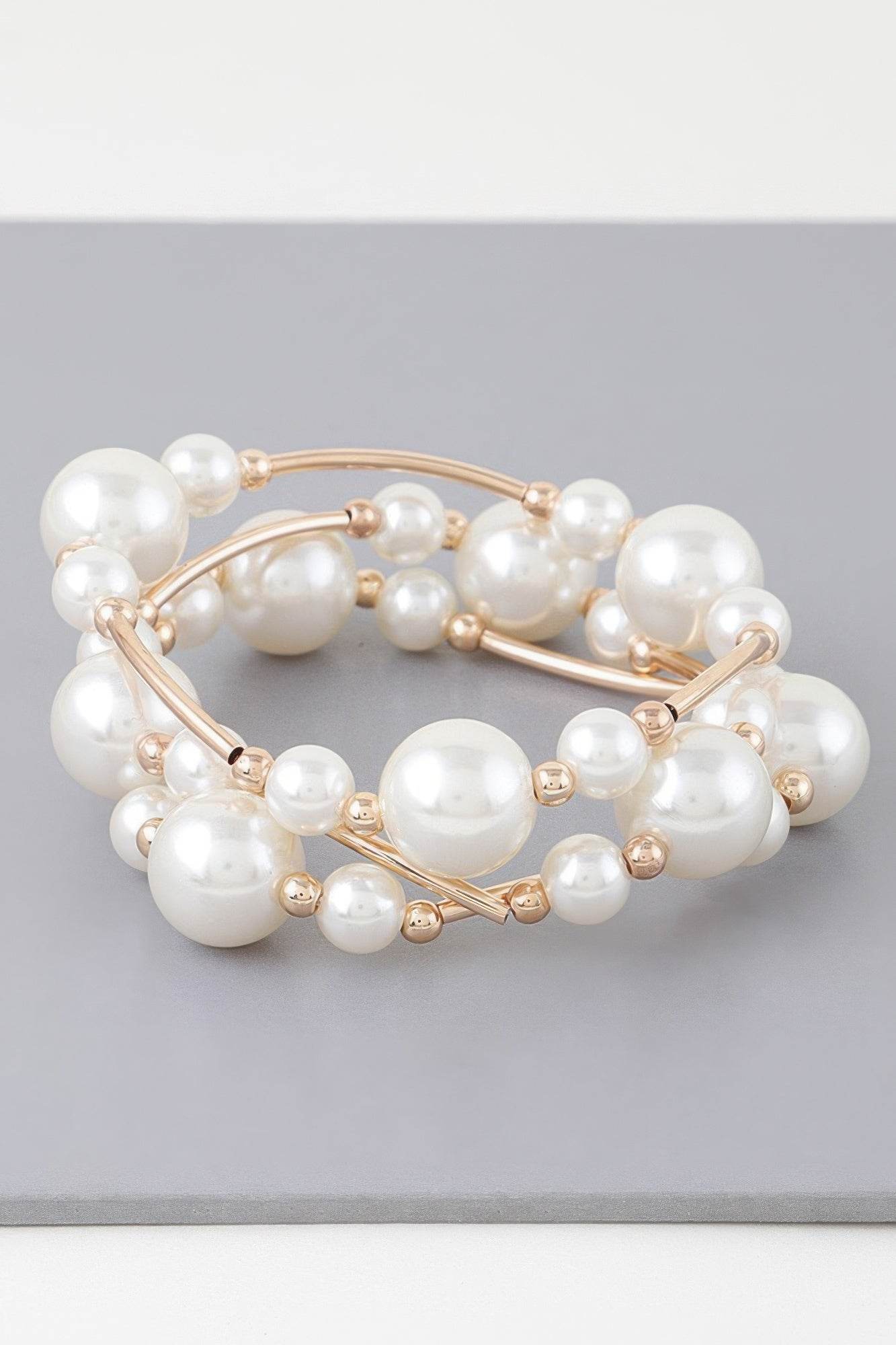 Triple Multi Pearl Wire Bracelet - DaTrendStore.Com