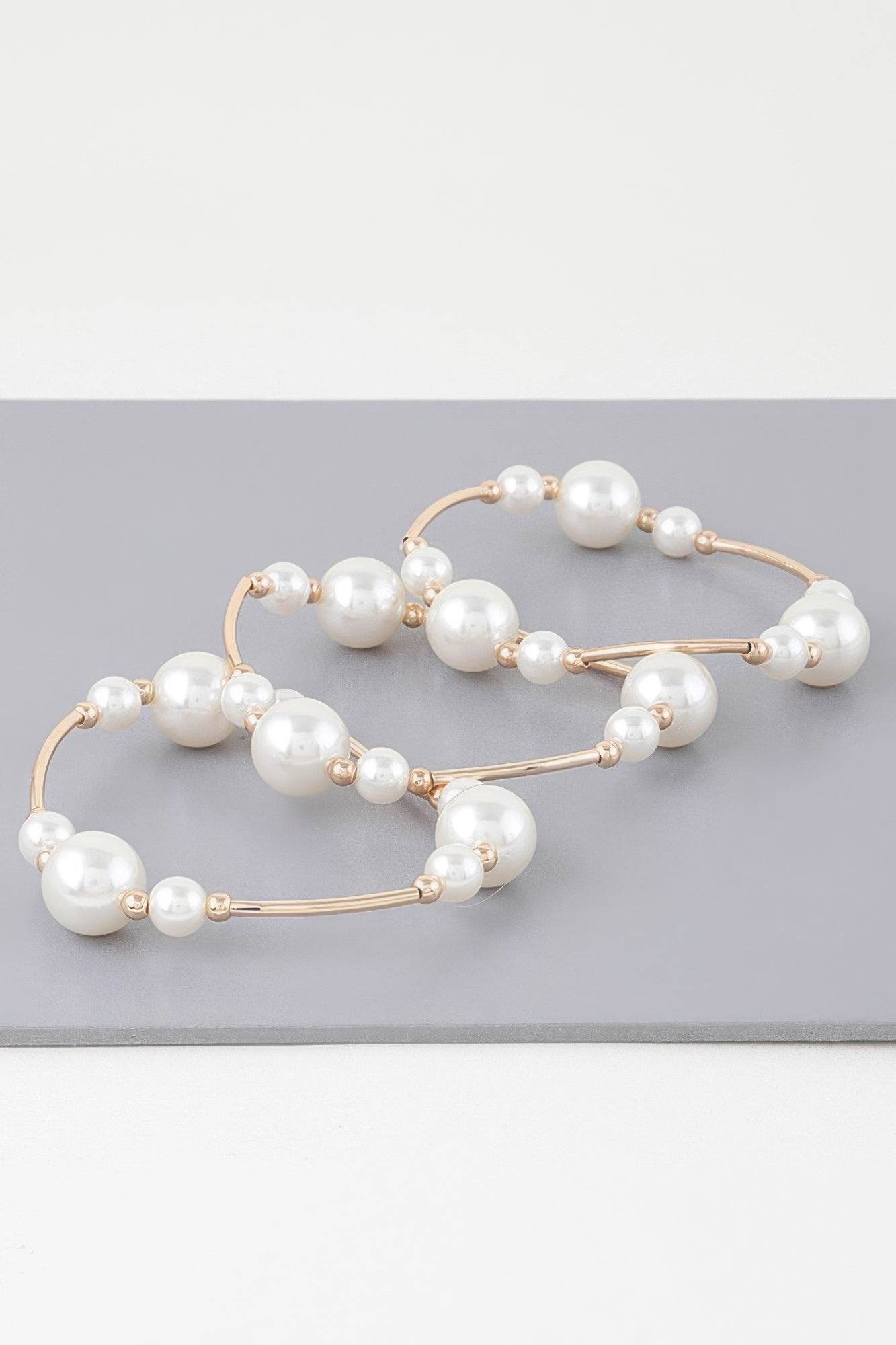 Triple Multi Pearl Wire Bracelet - DaTrendStore.Com