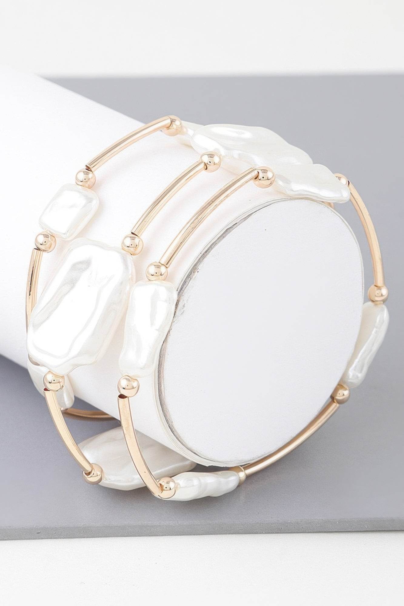 Multi Abstract Pearl Stone Tube Bracelet - DaTrendStore.Com