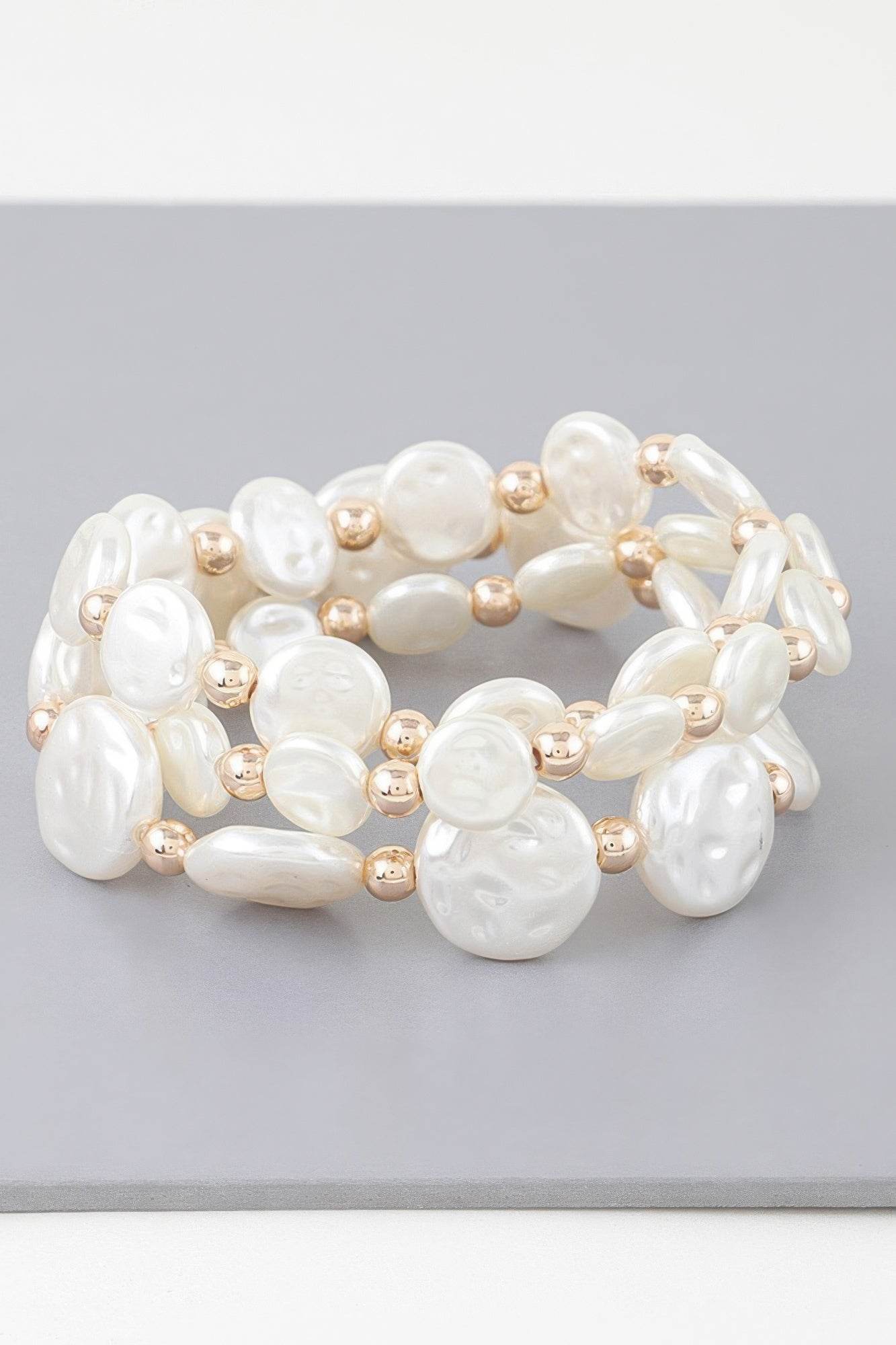 Triple Pearl Stone Beaded Bracelet - DaTrendStore.Com