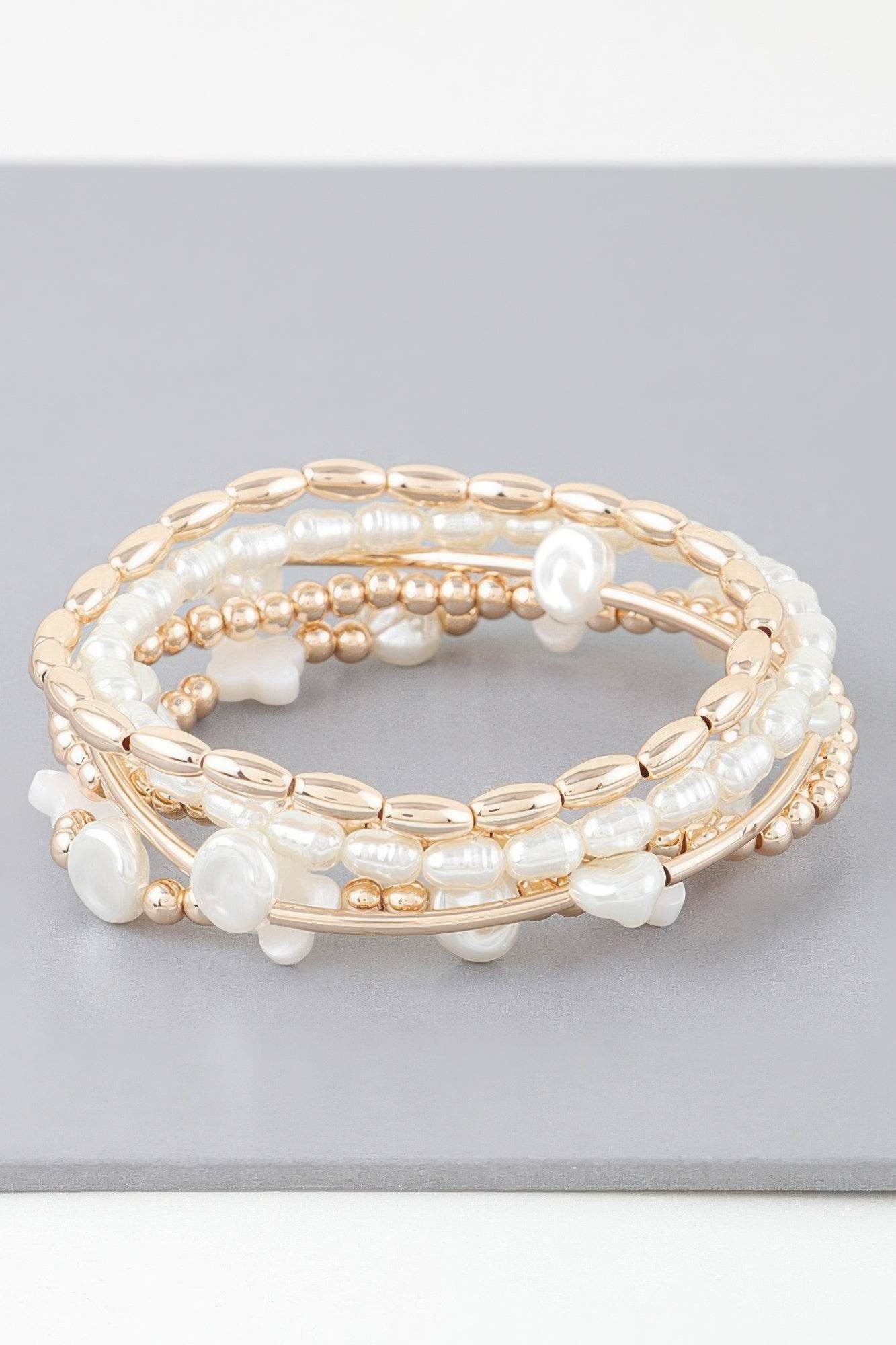 Multi Pearl Clover Beaded Bracelet - DaTrendStore.Com