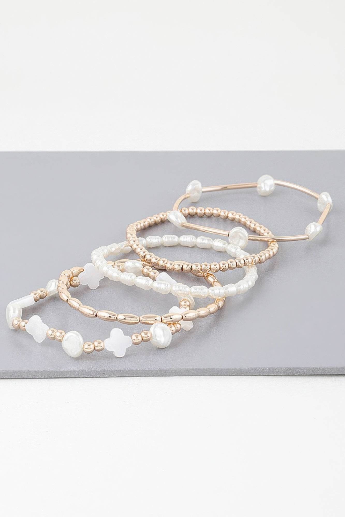 Multi Pearl Clover Beaded Bracelet - DaTrendStore.Com
