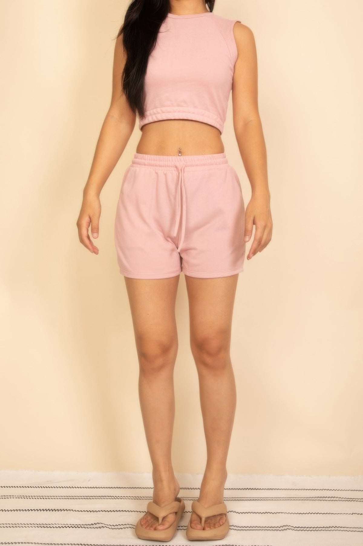 Cotton French Terry Crop Top & Shorts Set